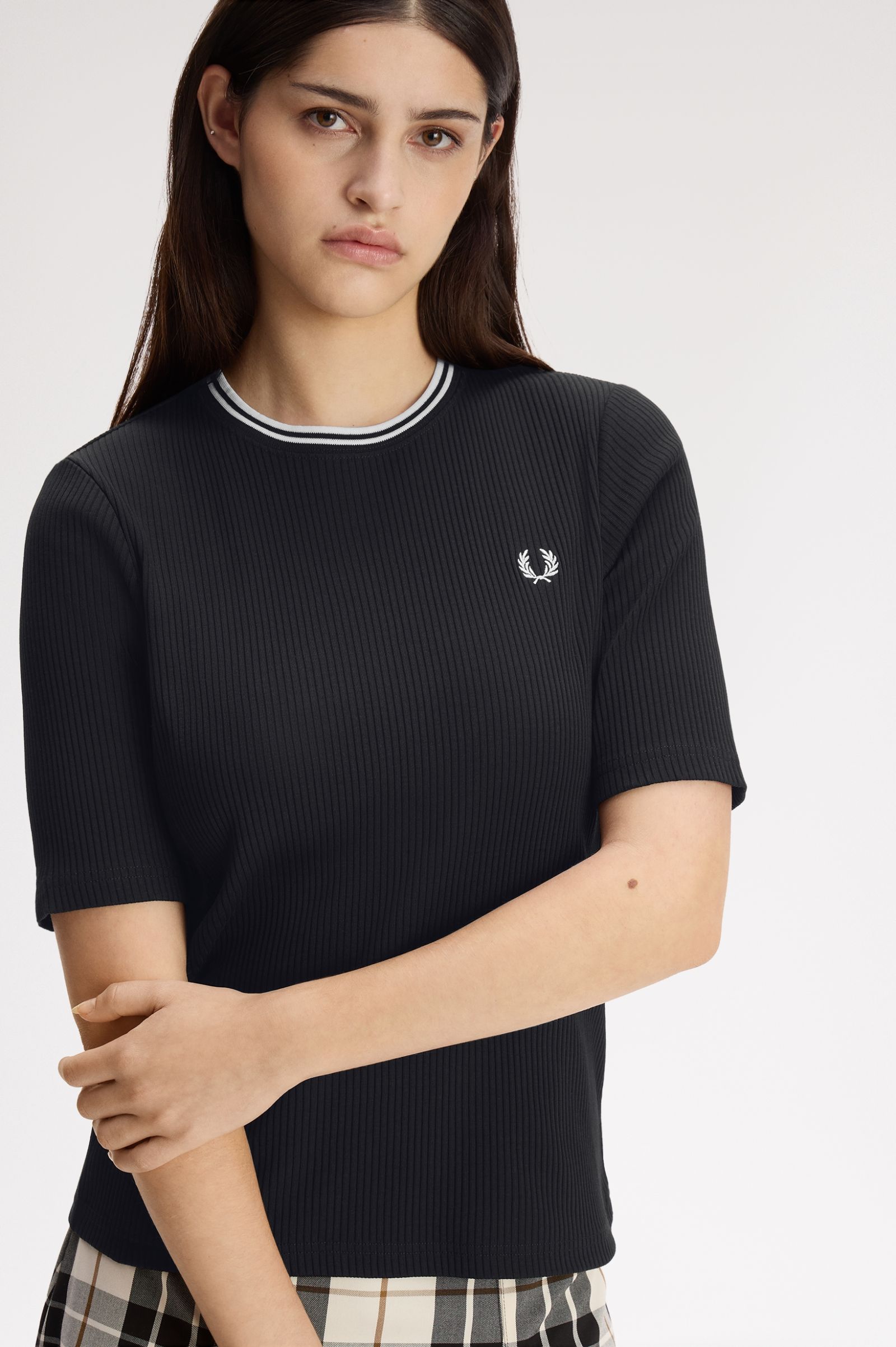 Fred Perry Twin Tipped Ribbed T-Shirt (Black)