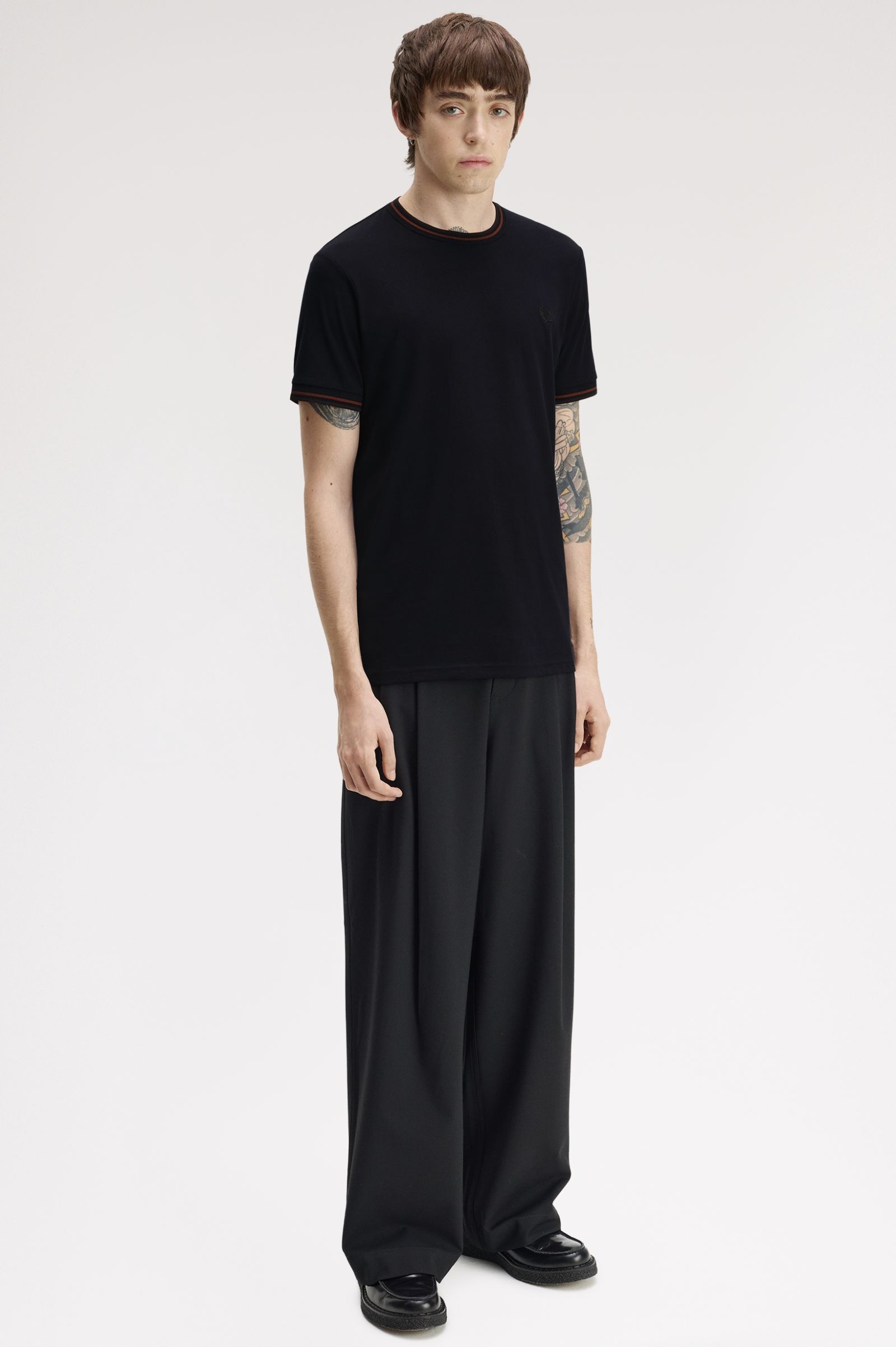 Fred Perry Twin Tipped T-Shirt (Navy/Brandy/Rich Brown) 