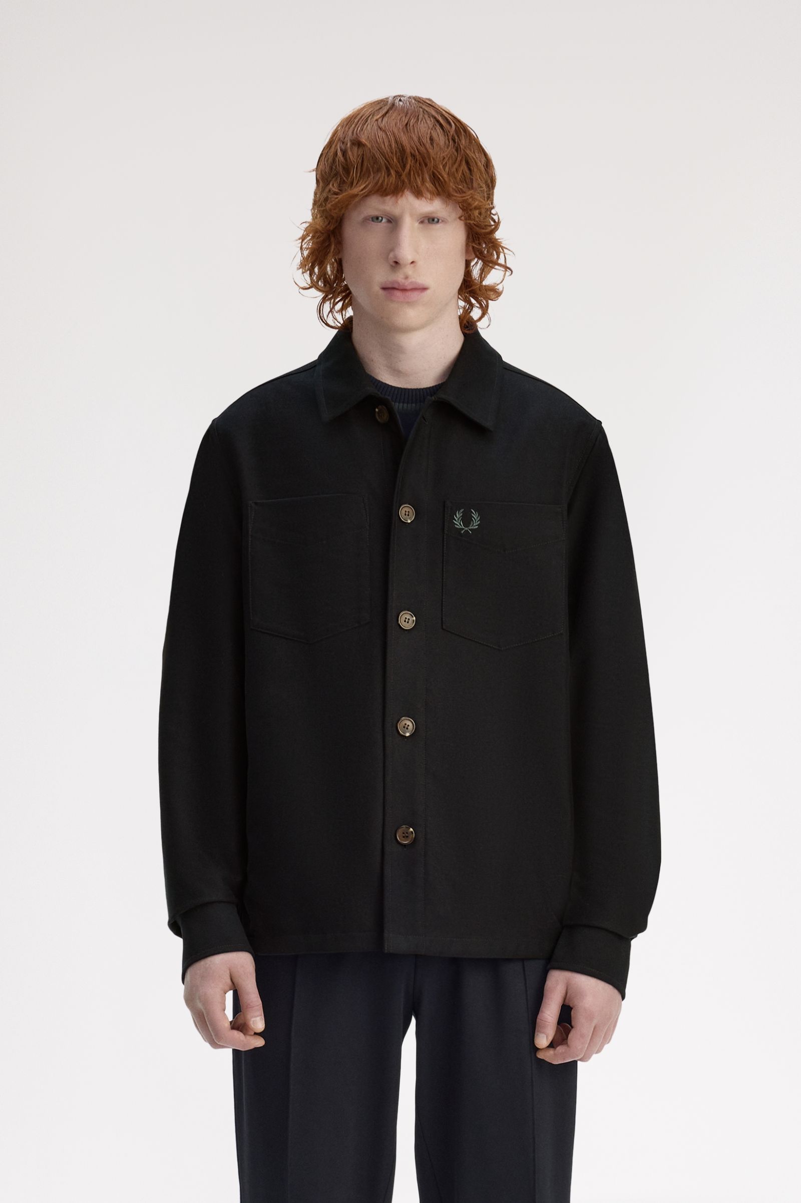Fred Perry Brushed Twill Overshirt (Black)