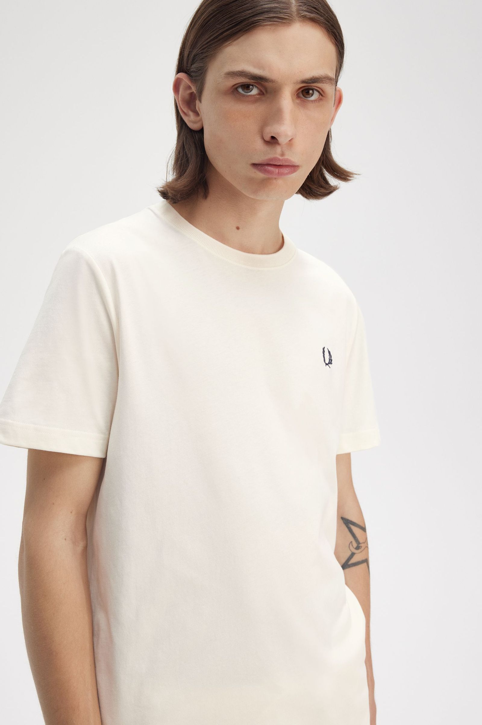 Fred Perry Crew Neck T-Shirt in Ecru