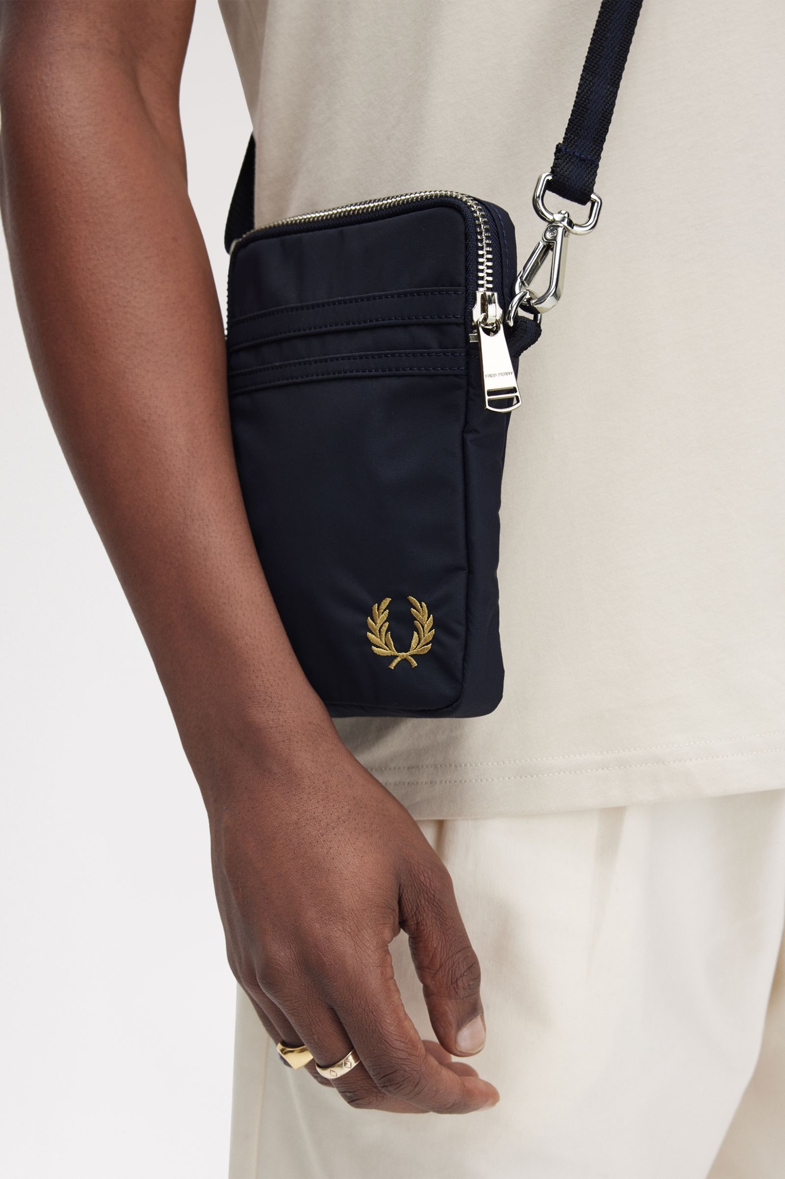 Fred Perry Brentham Nylon Side Bag in Navy