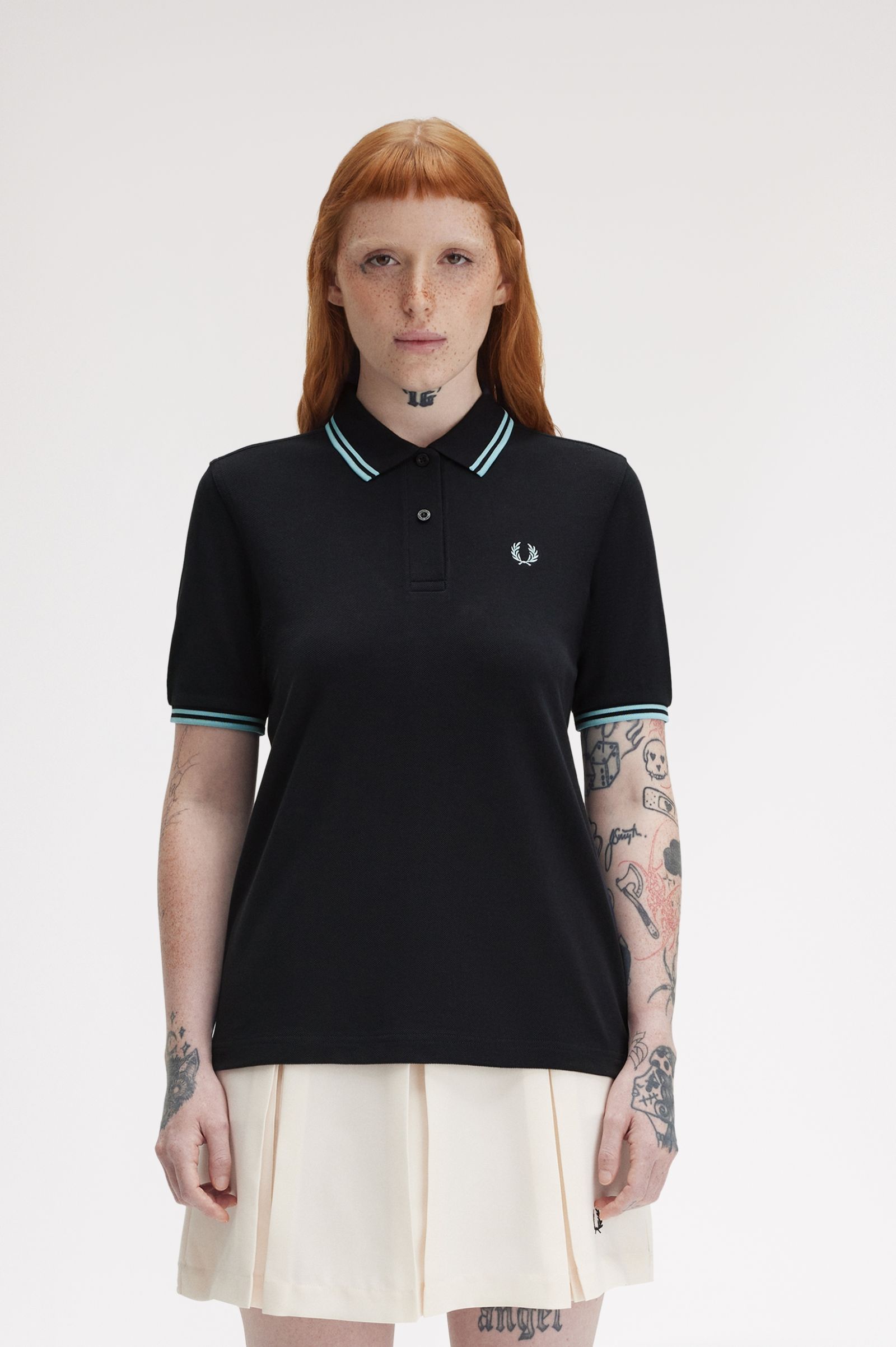 Fred Perry Twin Tipped Shirt G3600 in Navy/Mint Blue