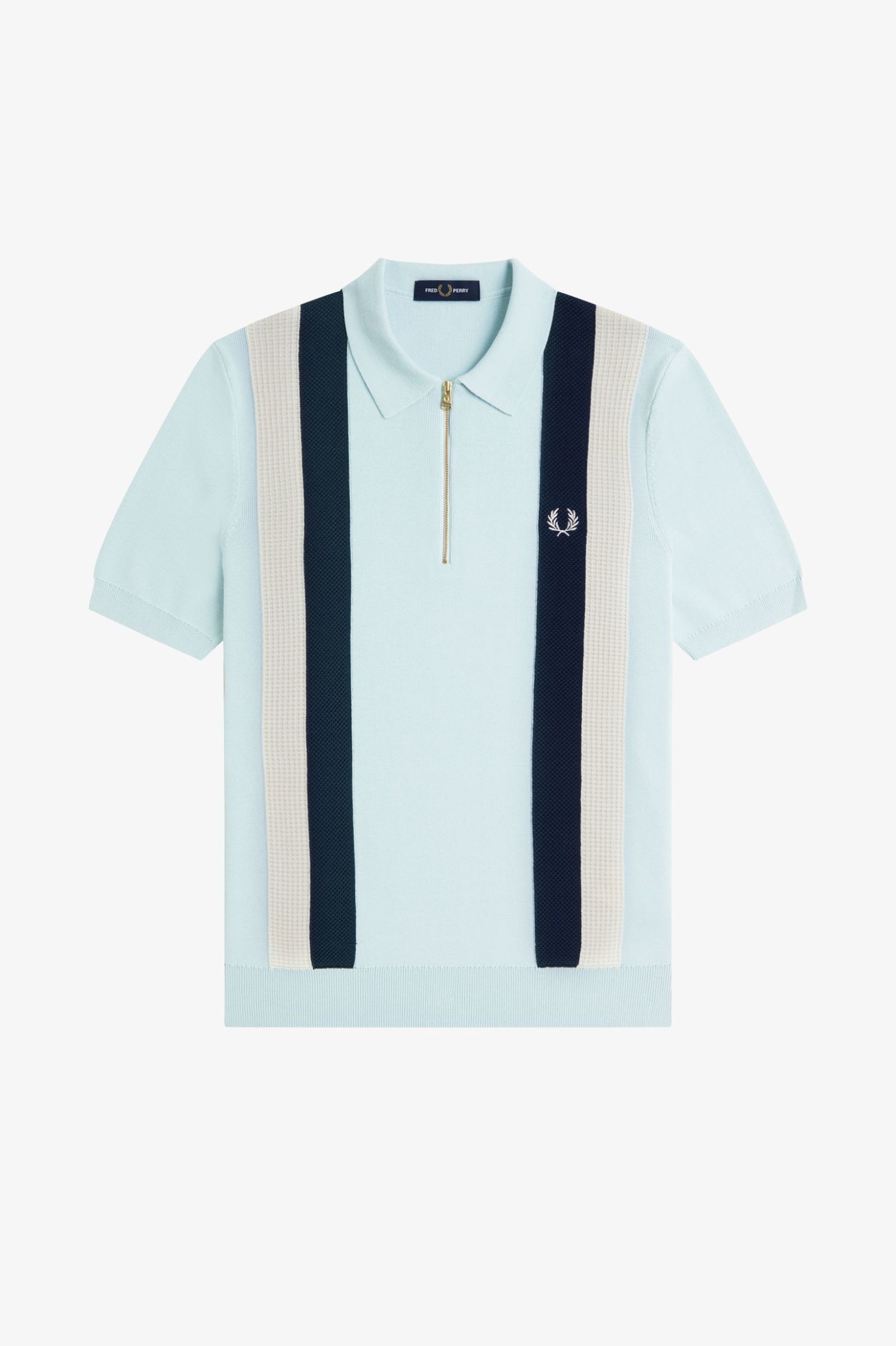Fred Perry Multi Texture Knitted Shirt (Light Ice)