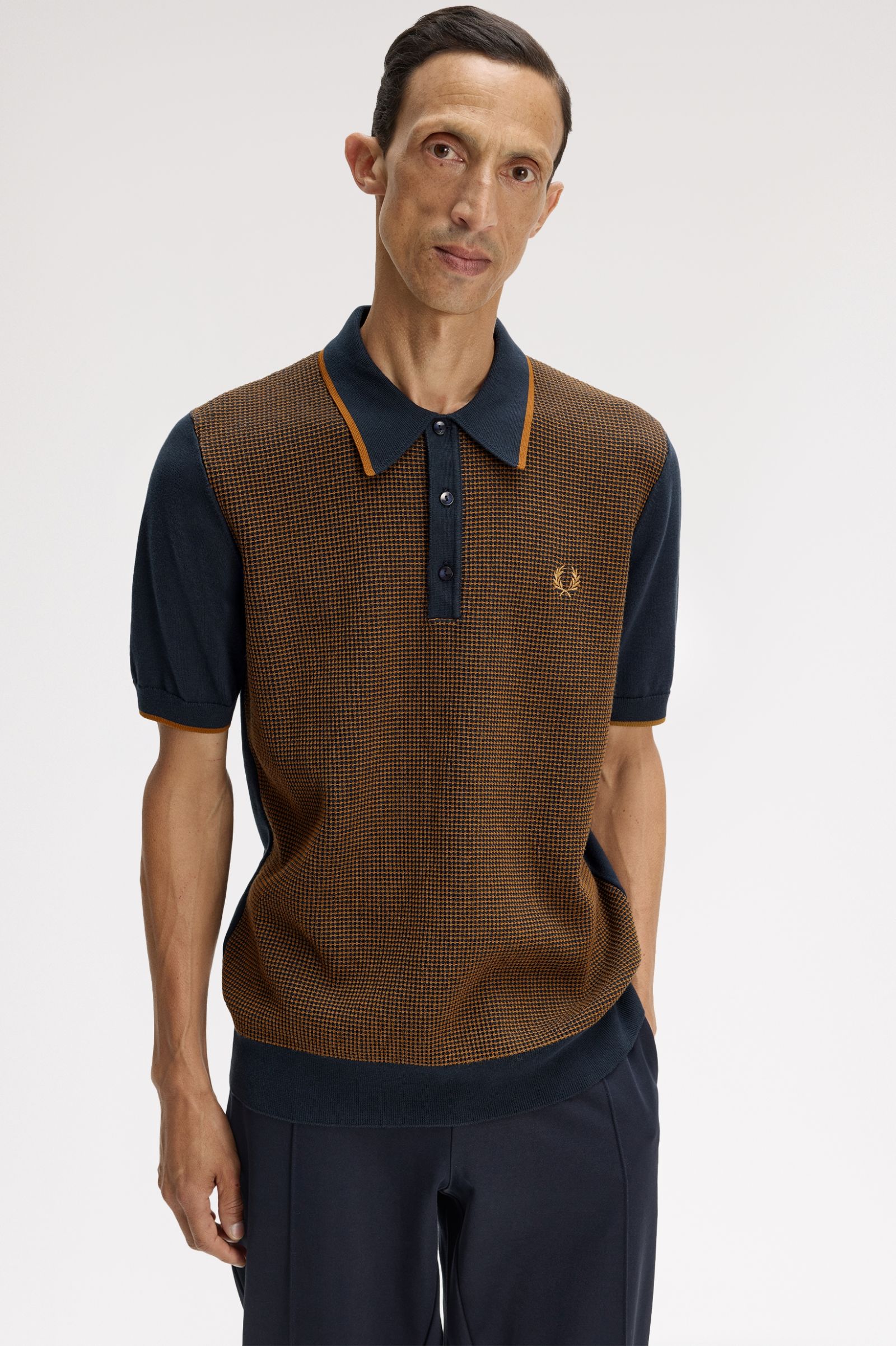 Fred Perry Tonic Waffle Knitted Shirt (Navy)