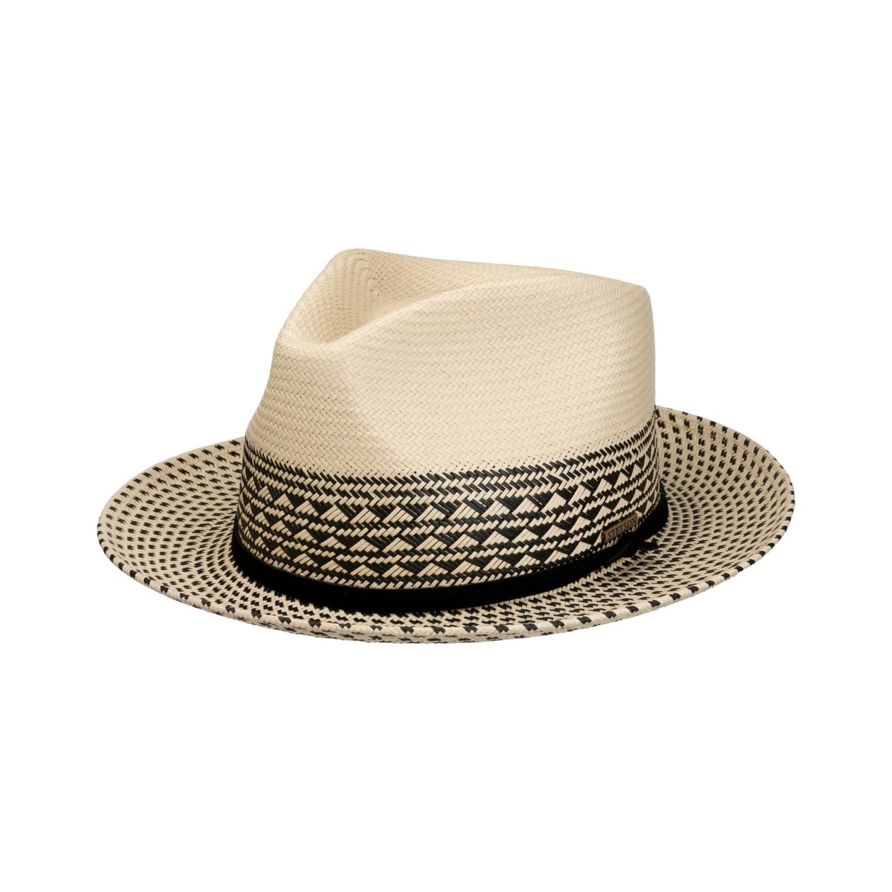 Stetson Meola Twotone Fedora Straw Hat (Nature/Black)