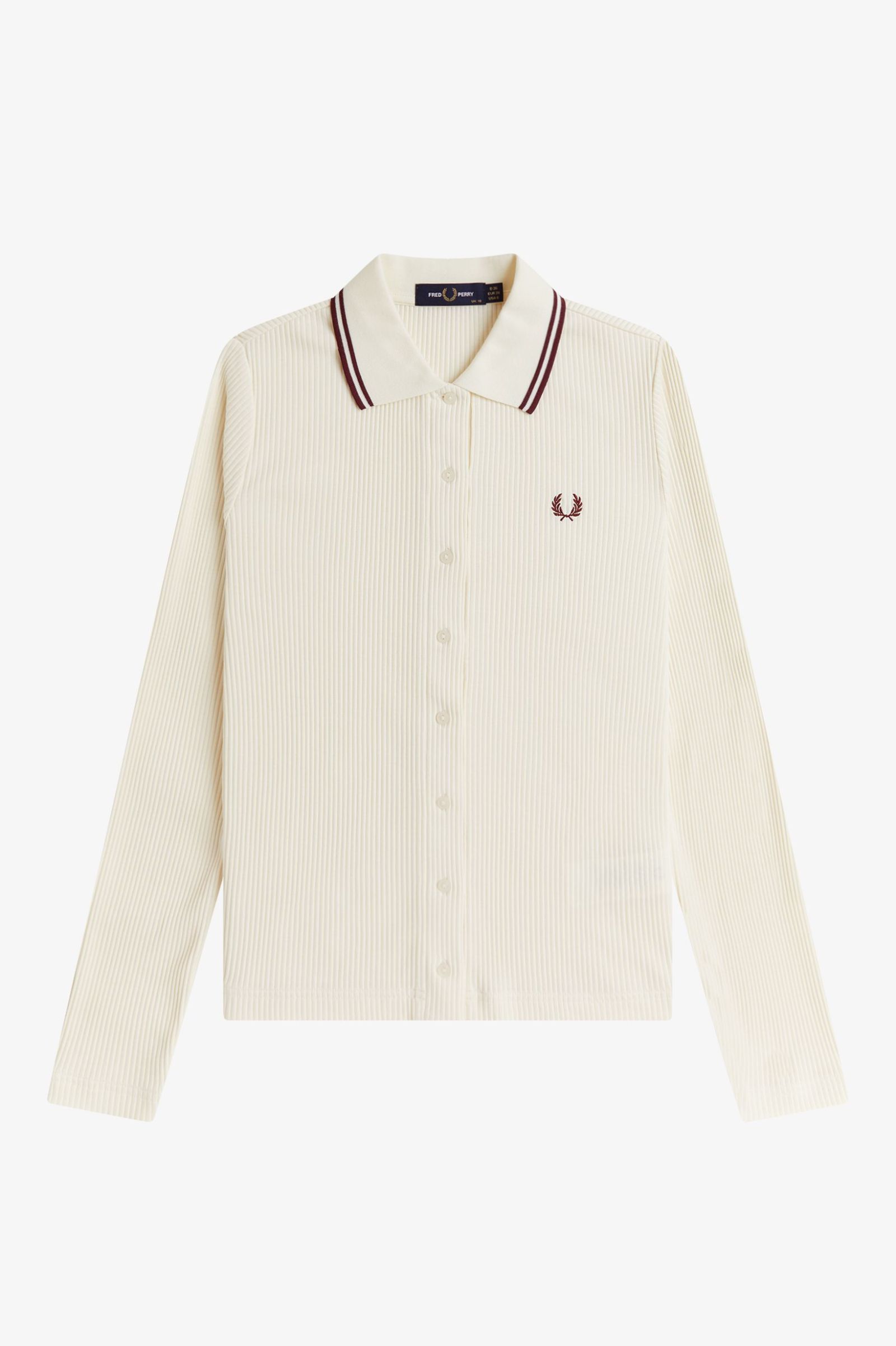 Fred Perry Button Through Rib Polo Shirt (Ecru)