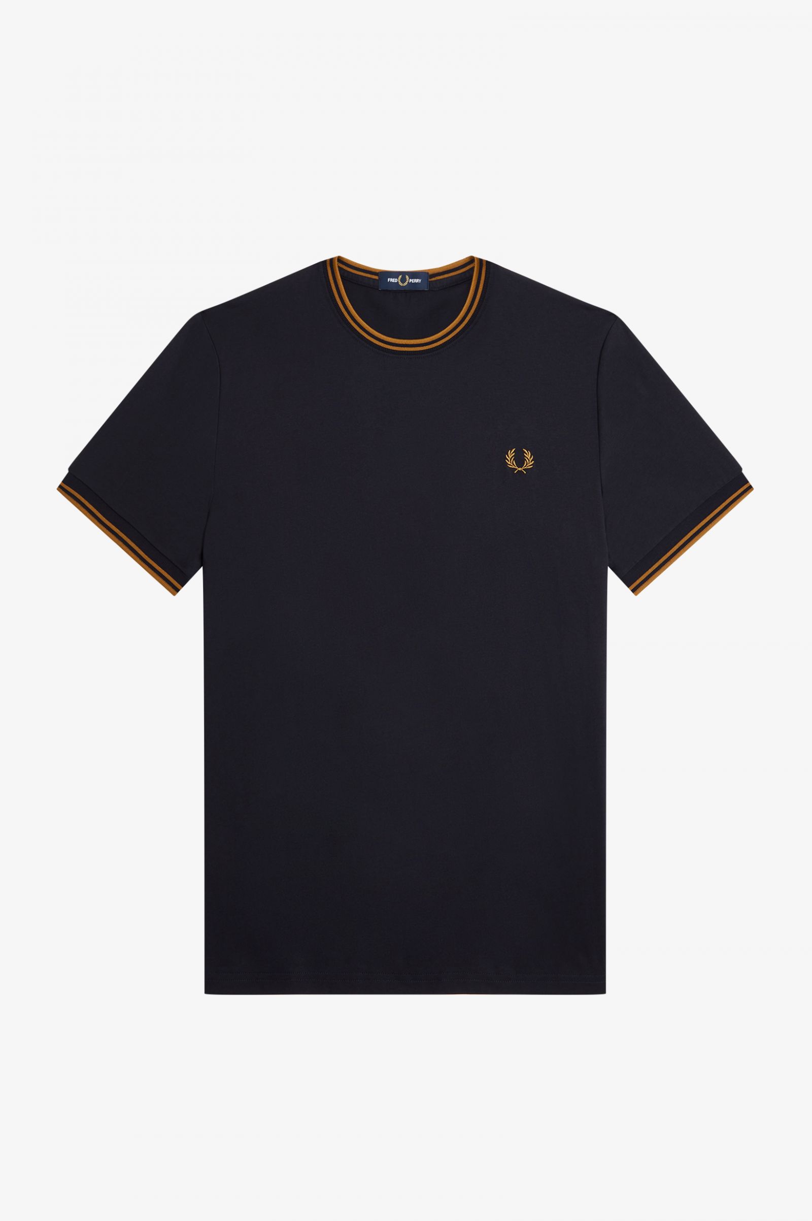 Fred Perry Twin Tipped T-Shirt in Navy/ Dark Caramel
