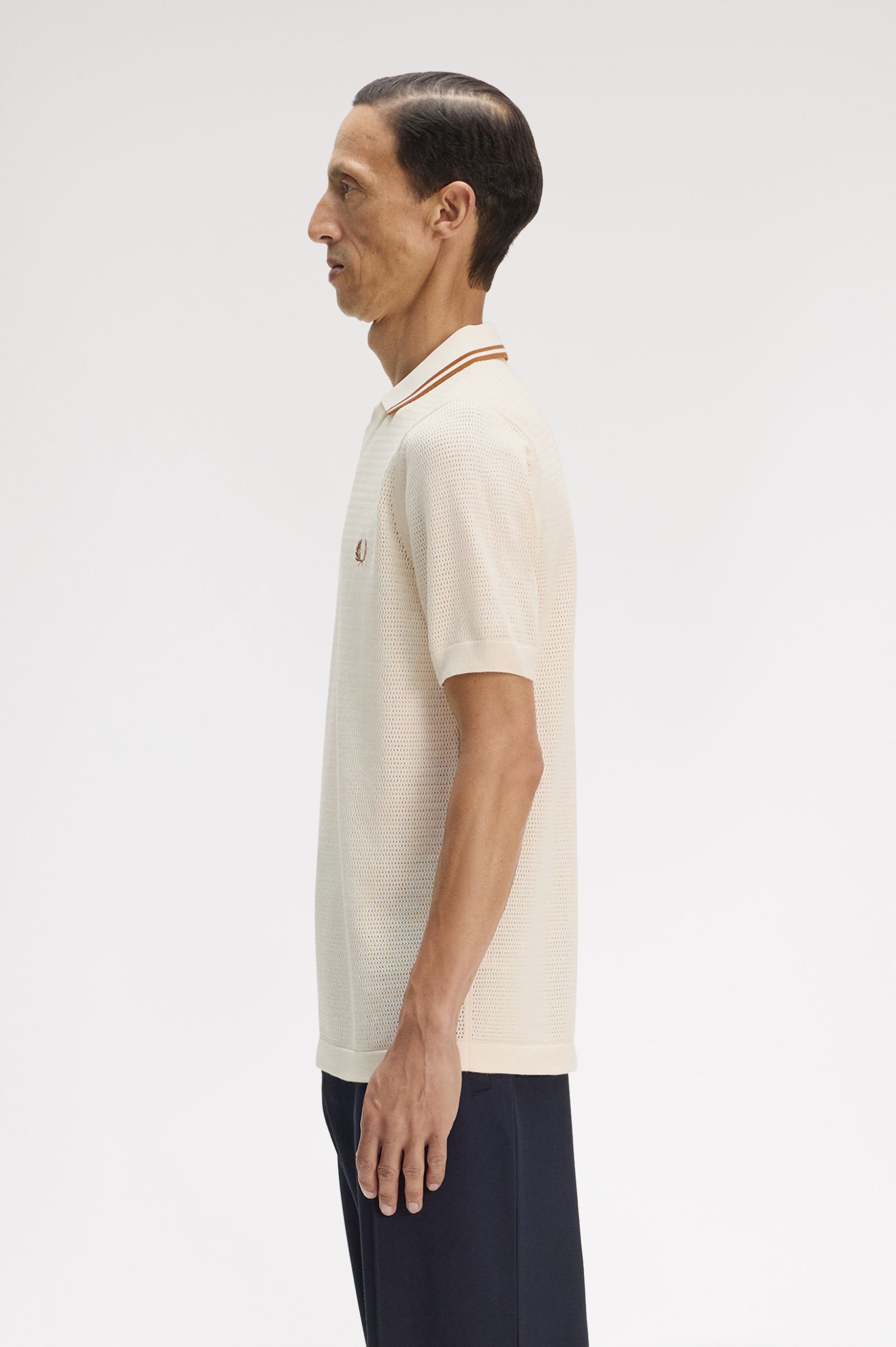 Fred Perry Pointelle Knitted Shirt (Ecru)