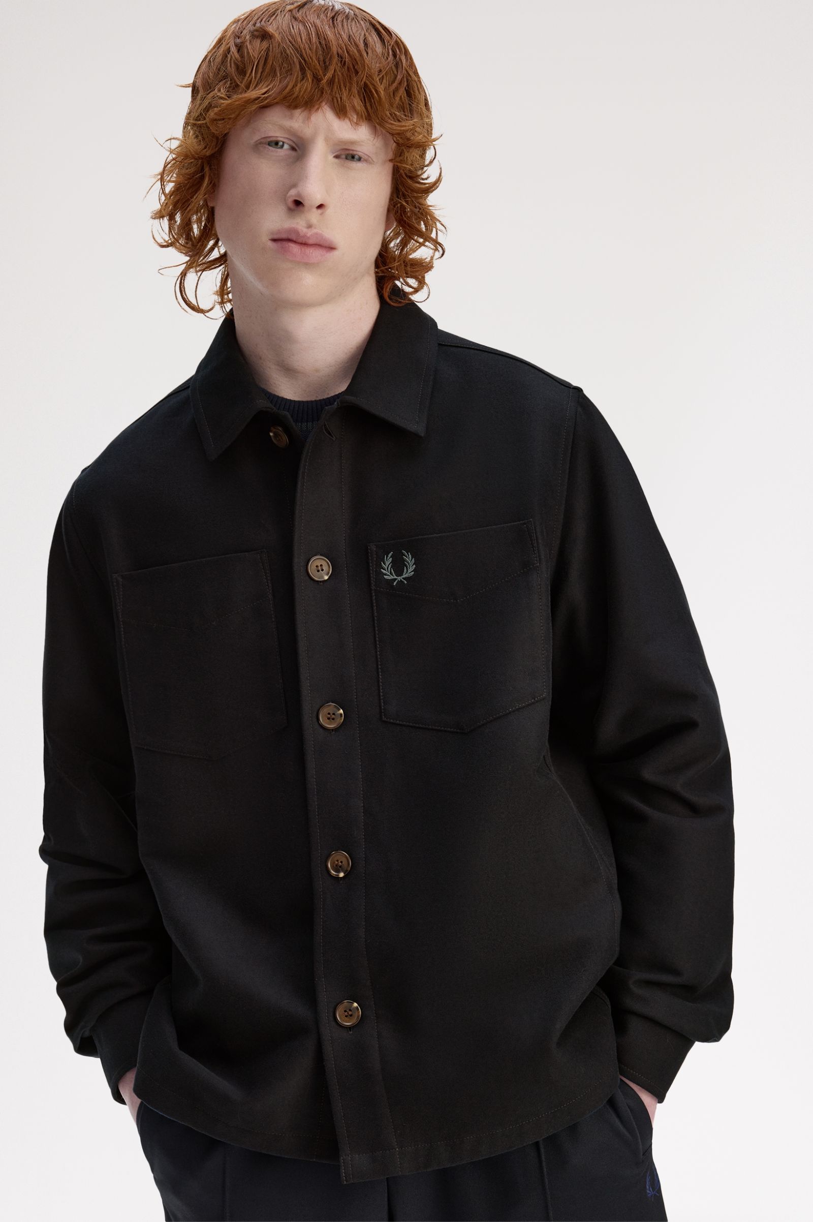 Fred Perry Brushed Twill Overshirt (Black)