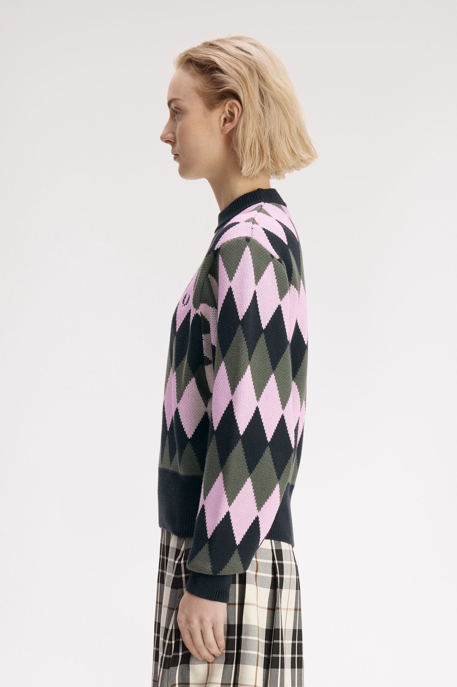Fred Perry Diamond Jacquard Jumper (Navy)