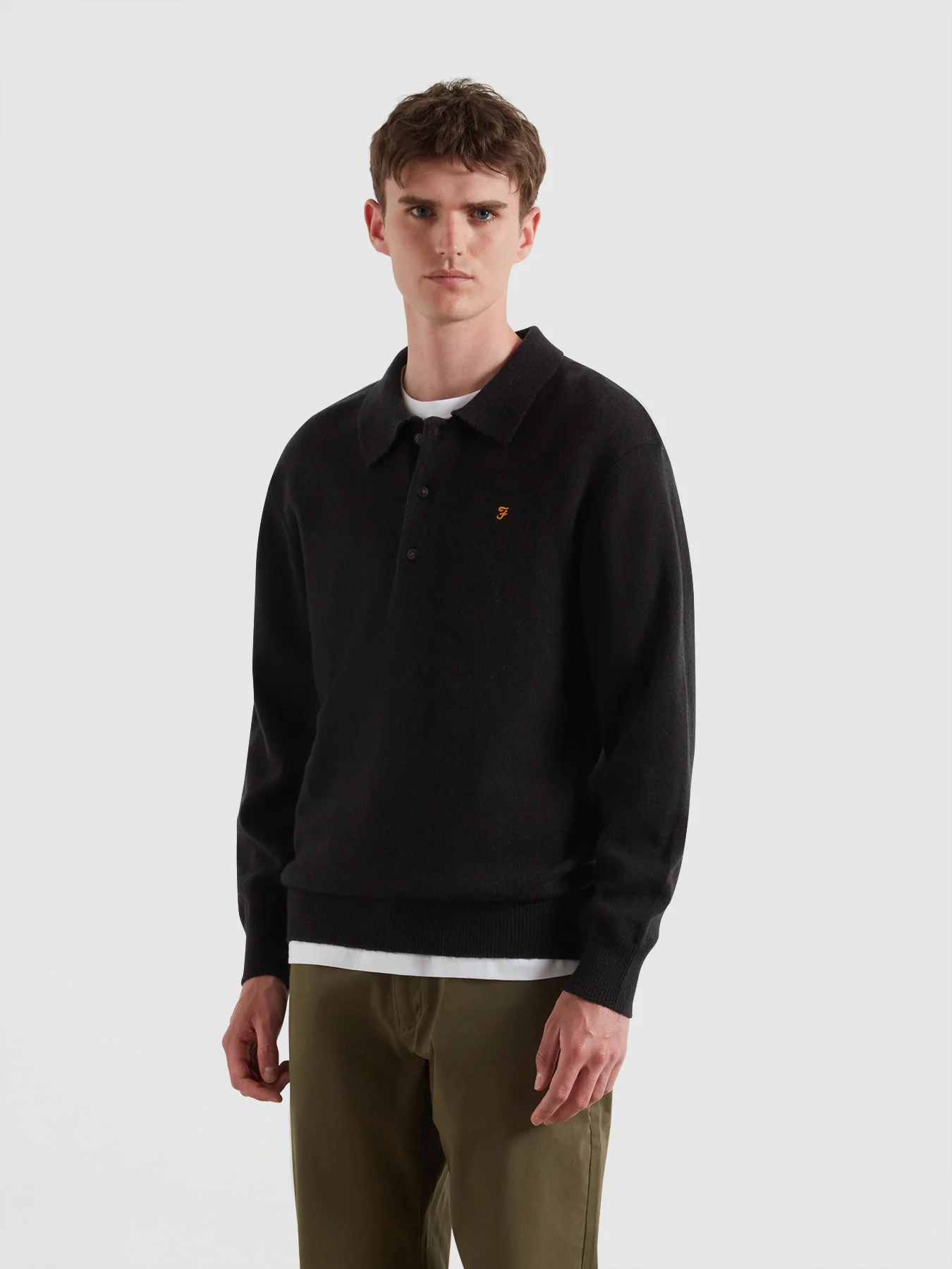 Farah Matson Knitted Polo Shirt (Black)