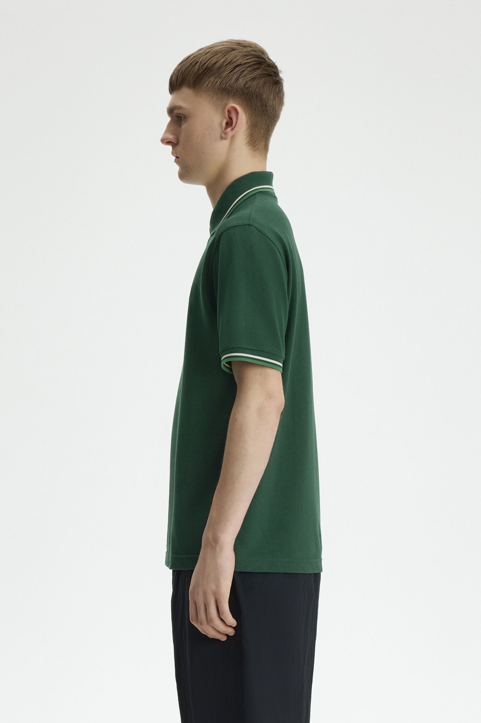 Fred Perry Made in England M12 Twin Tipped Polo Shirt (Grassroots/Tramline White/Ace Green)