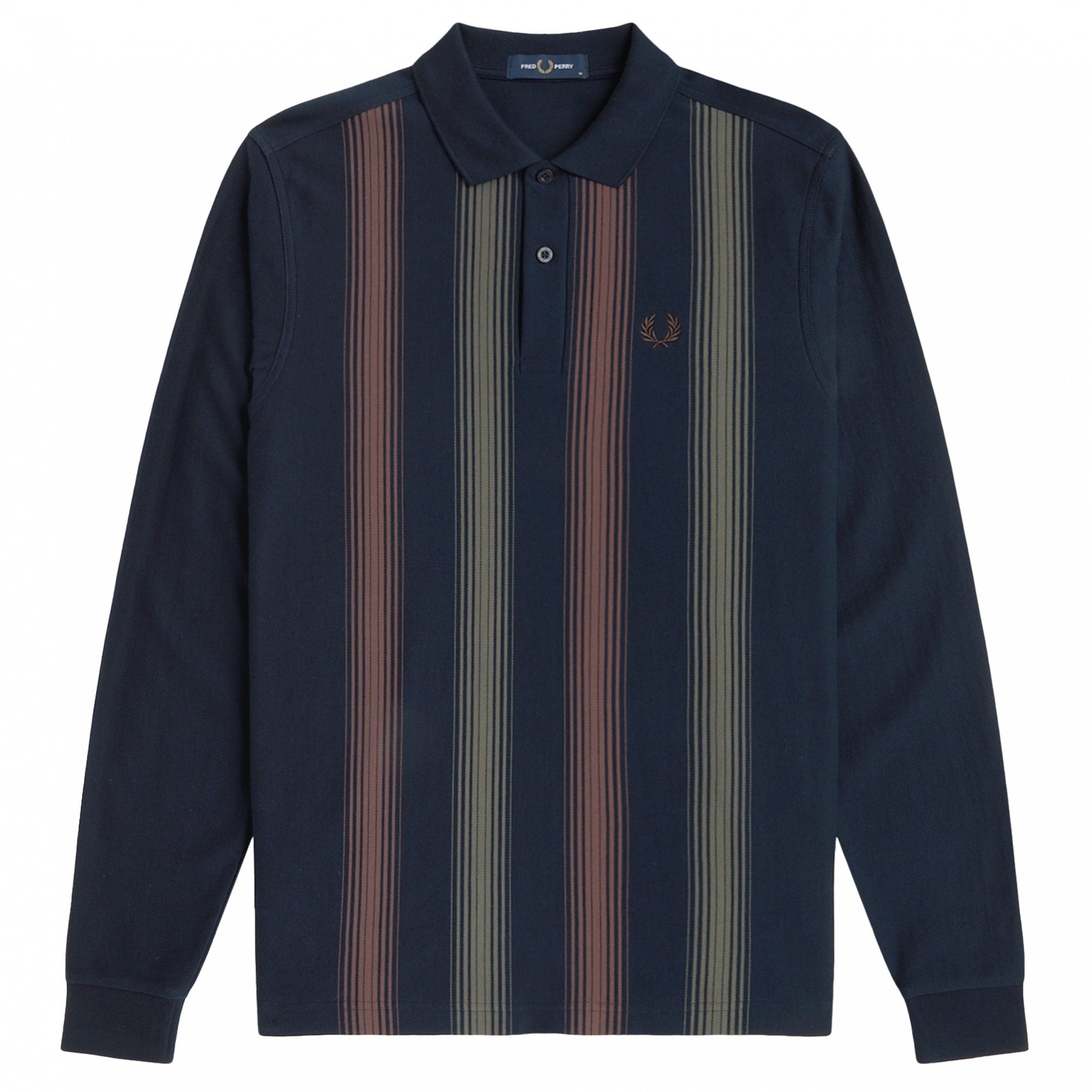 Fred Perry Ombre Stripe Long Sleeve Polo Shirt in Navy 