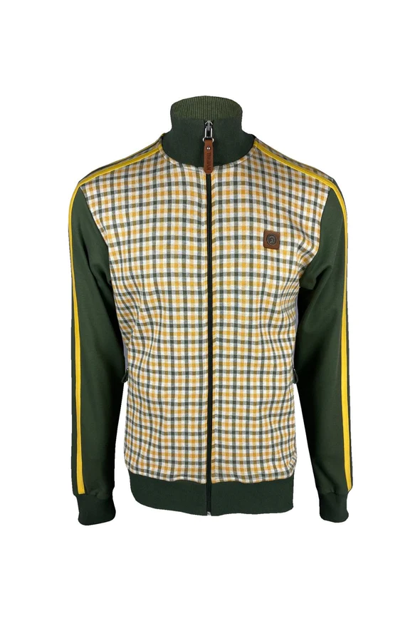 Trojan Gingham Panel Track Top TR-8753 in Army