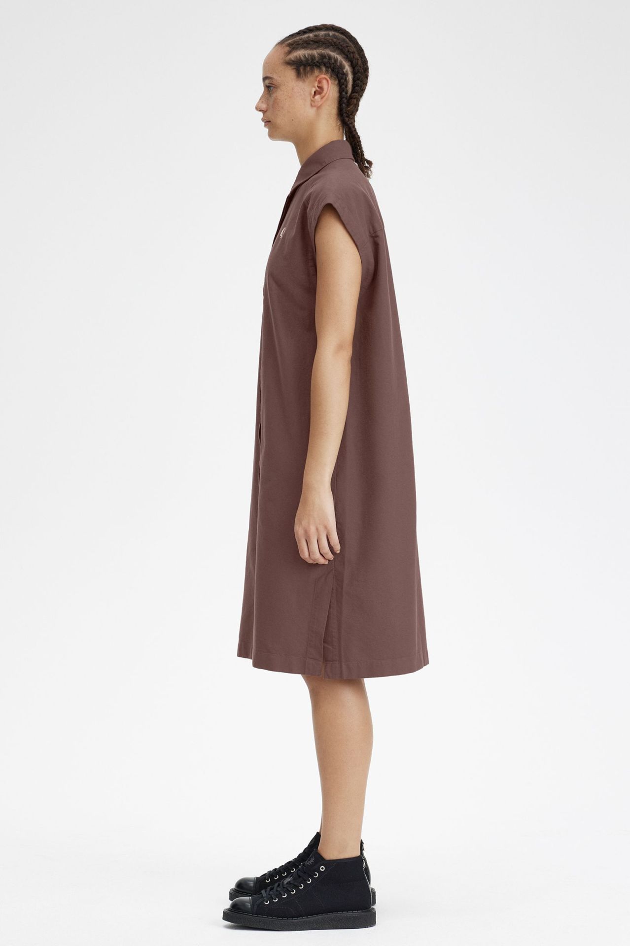 Fred Perry Sleeveless Shirt Dress in Carrington Brick 