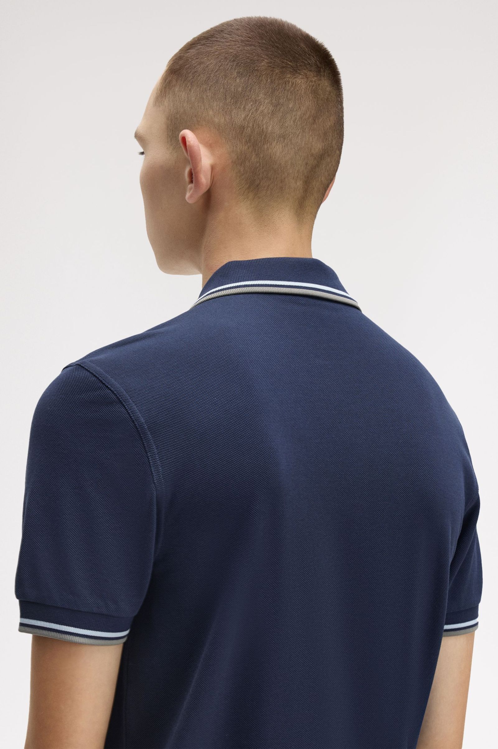 Fred Perry Twin Tipped Shirt in Dark Airforce/ Light Ice/ Bay Leaf