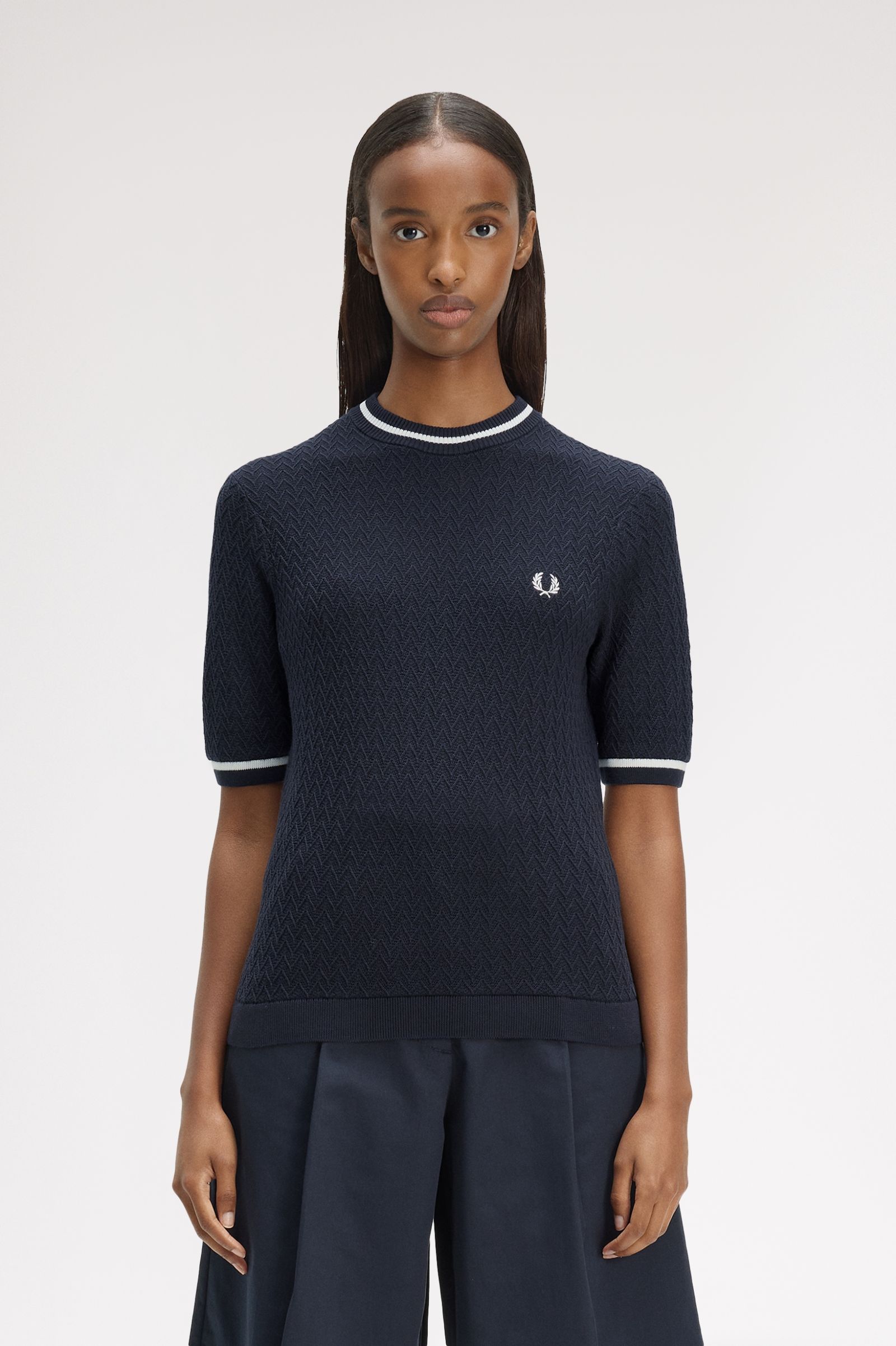 Fred Perry Textured Knitted Top (Navy)