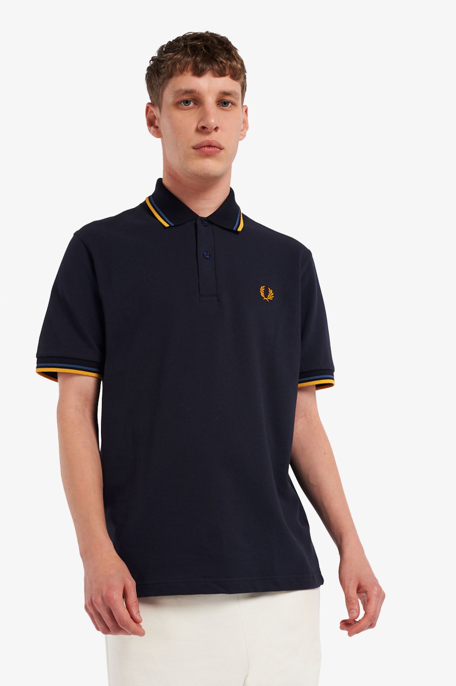 Fred Perry Poloshirt M12 in Navy/Blue/Gold