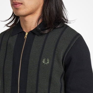 Fred Perry Textured Panel Zip Cardigan (Black)