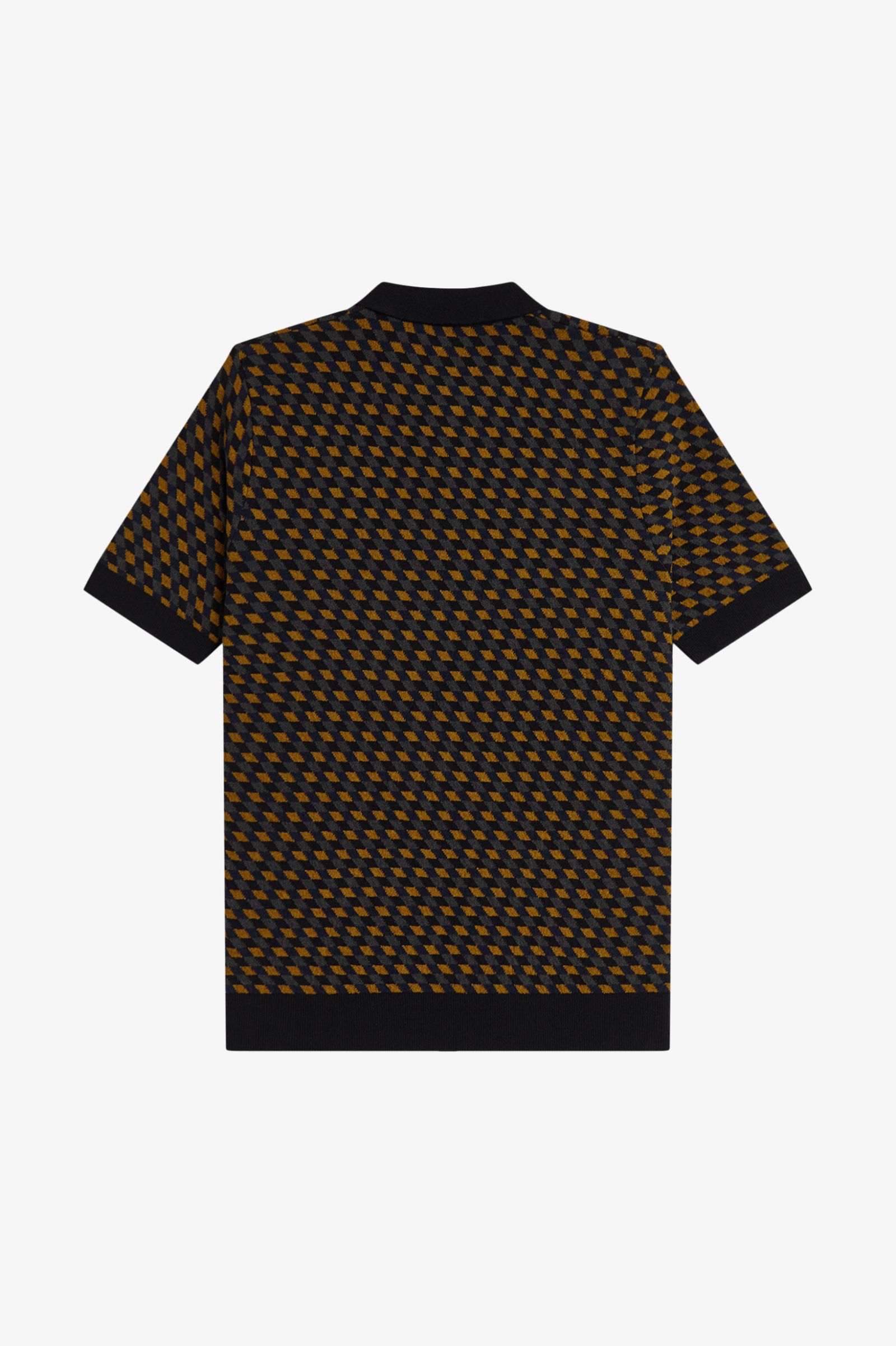 Fred Perry Geometric Knitted Shirt (Dark Caramel)