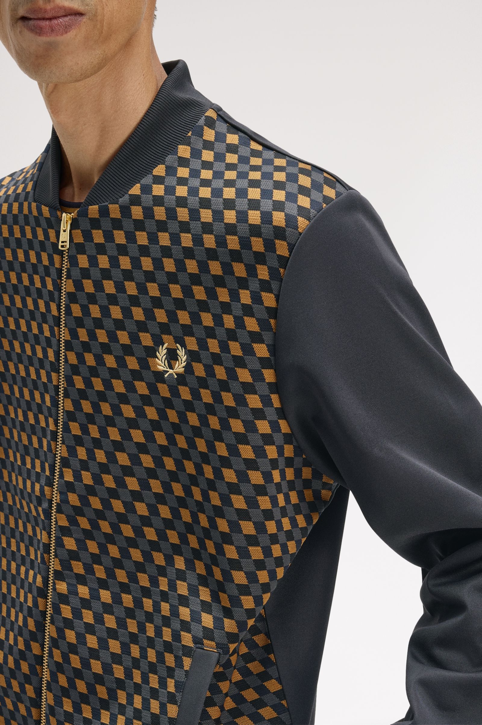 Fred Perry Geometric Track Jacket (Anchor Grey)