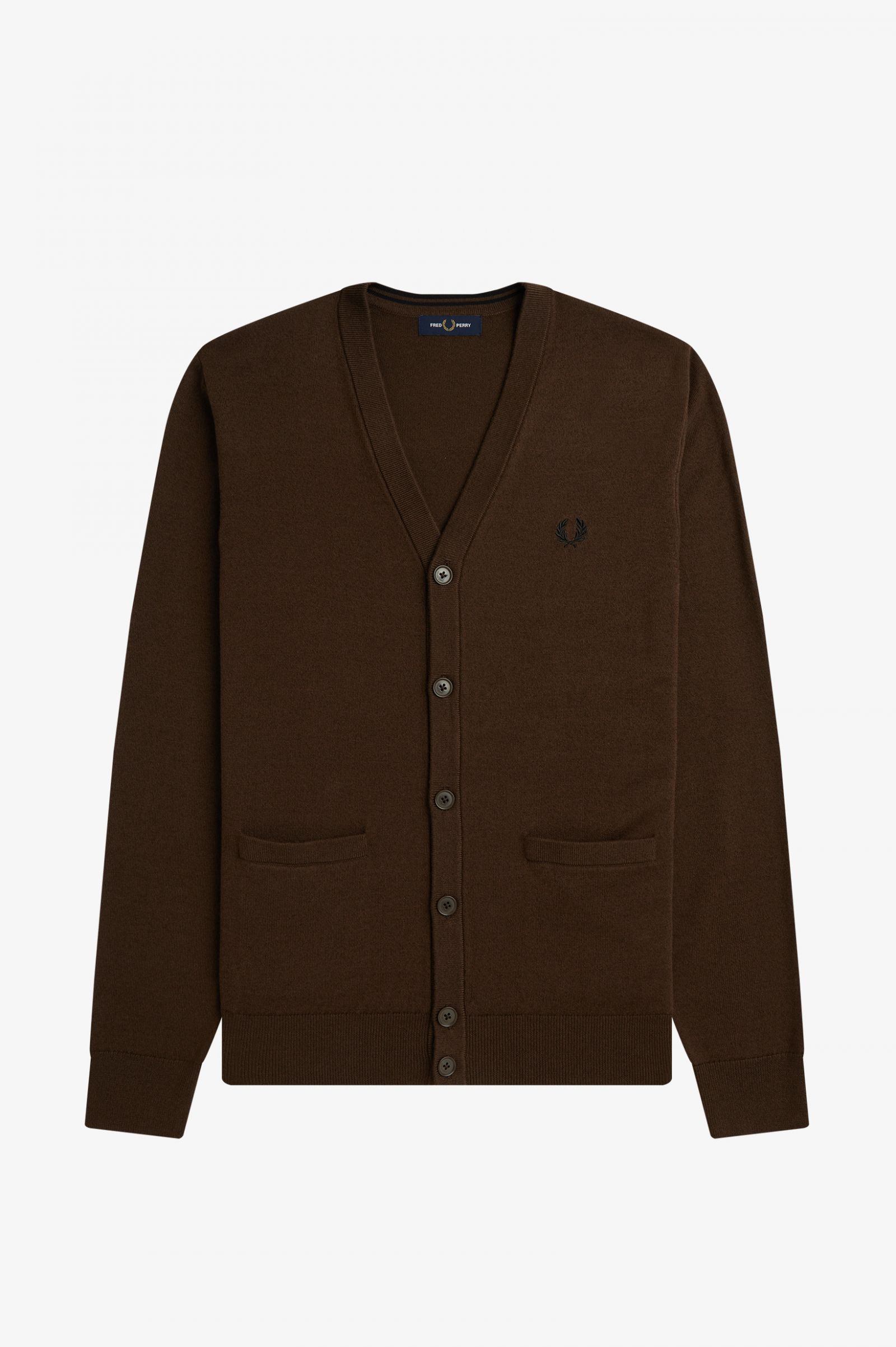 Fred Perry Classic Cardigan in Burnt Tobacco 