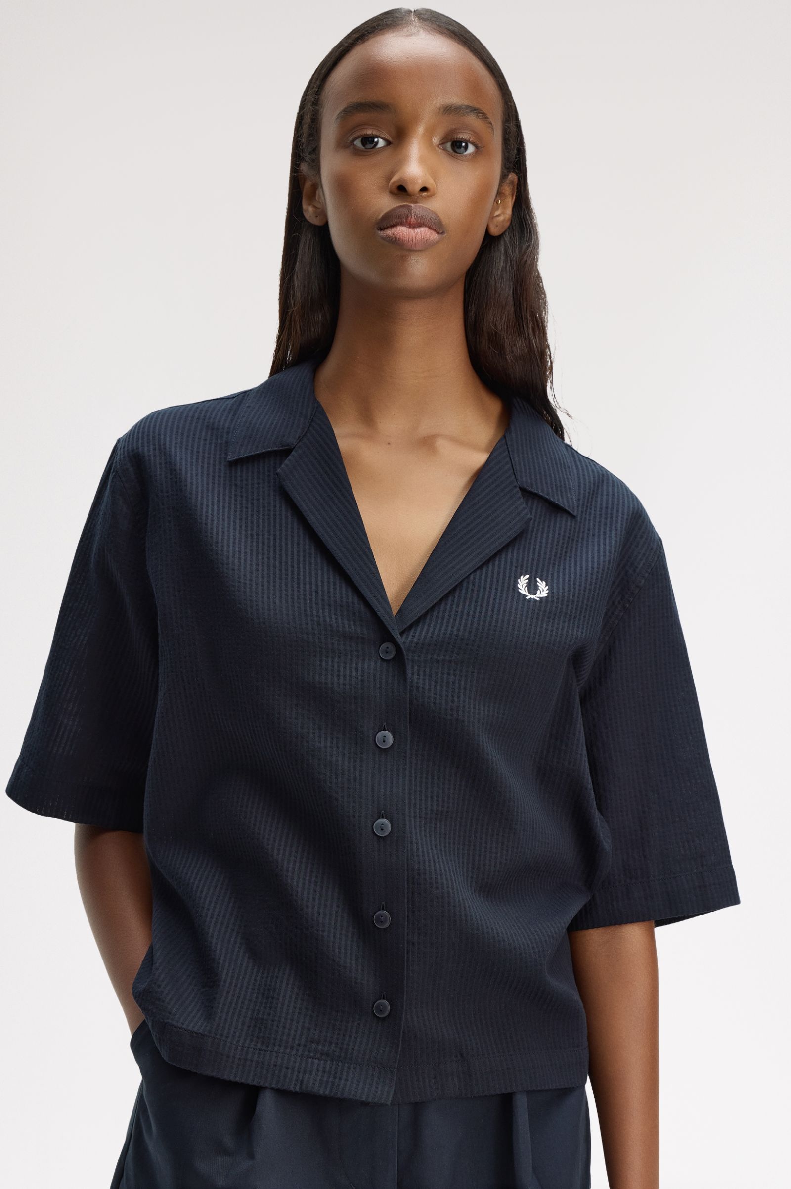 Fred Perry Sheer Stripe Shirt (Navy)