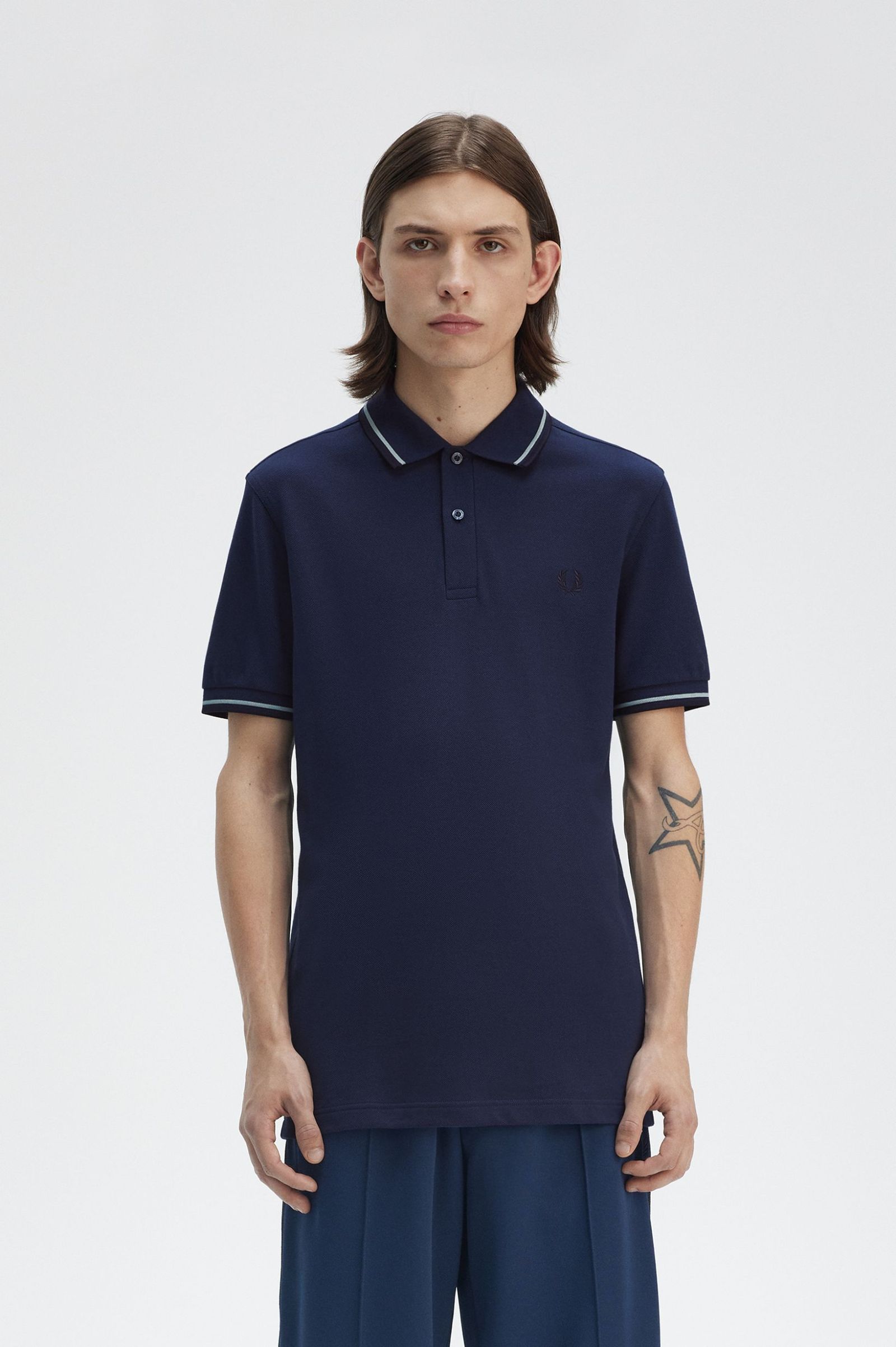 Fred Perry Twin Tipped Polo Shirt (Tennis Blue/Silver Blue/Navy)