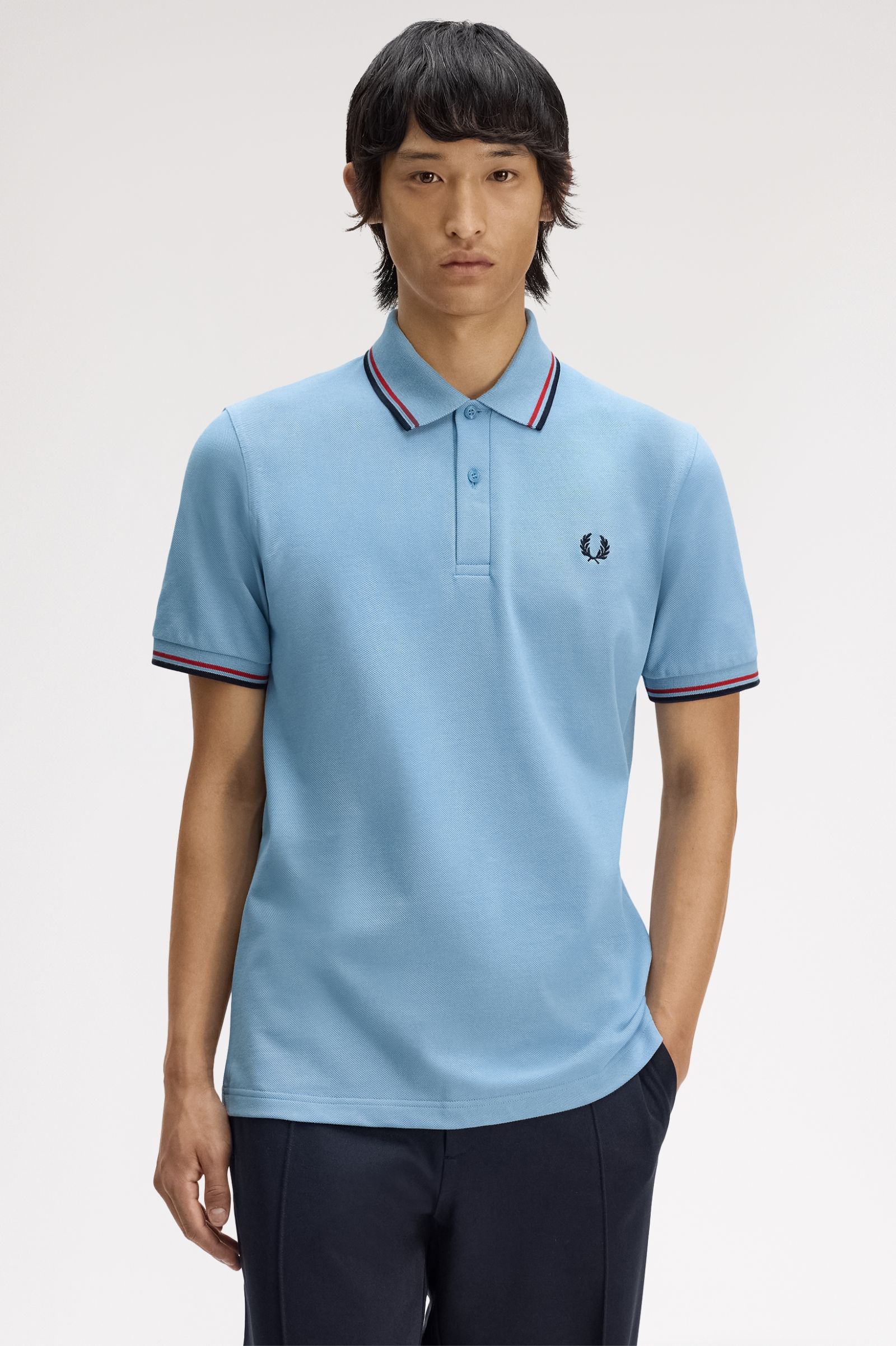 Fred Perry Twin Tipped Polo Shirt (Sky/Red/Navy)