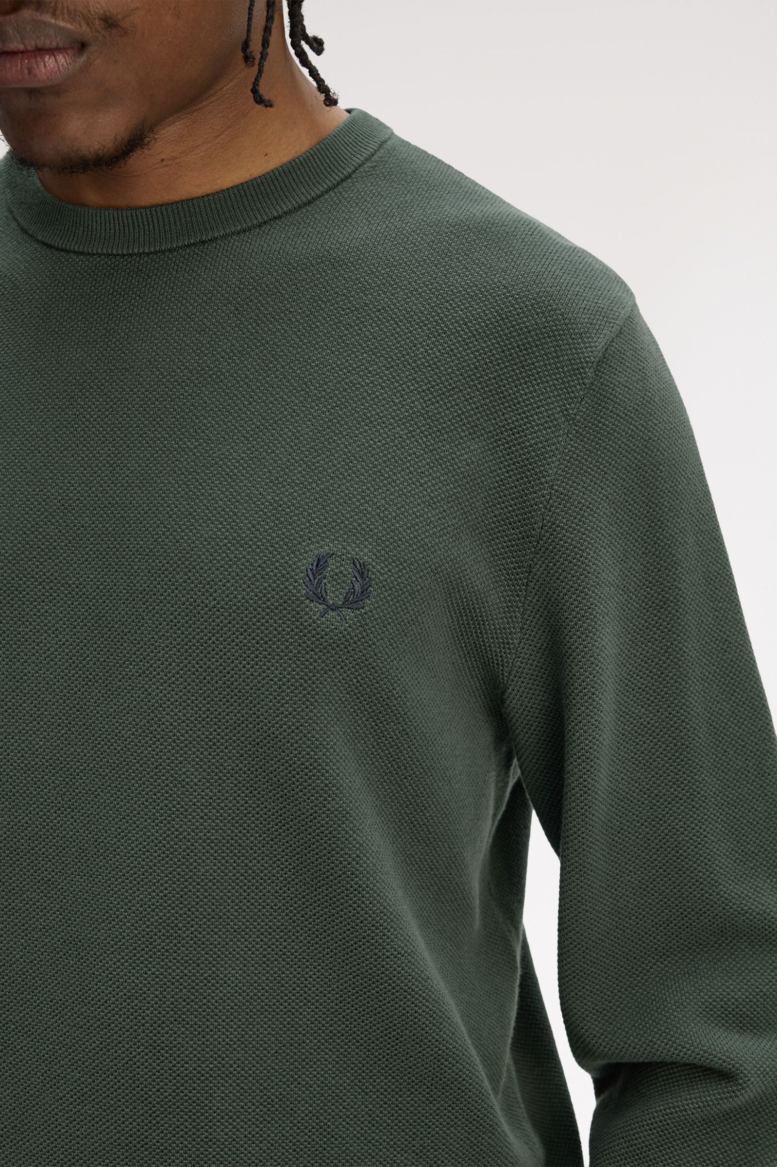 Fred Perry Pique Stitch Jumper (Court Green)
