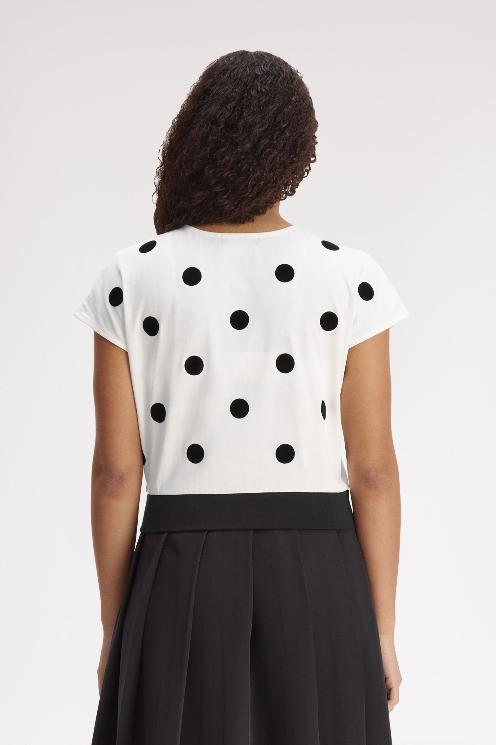 Fred Perry Amy Winehouse Flocked Polka Dot Top (Snow White)