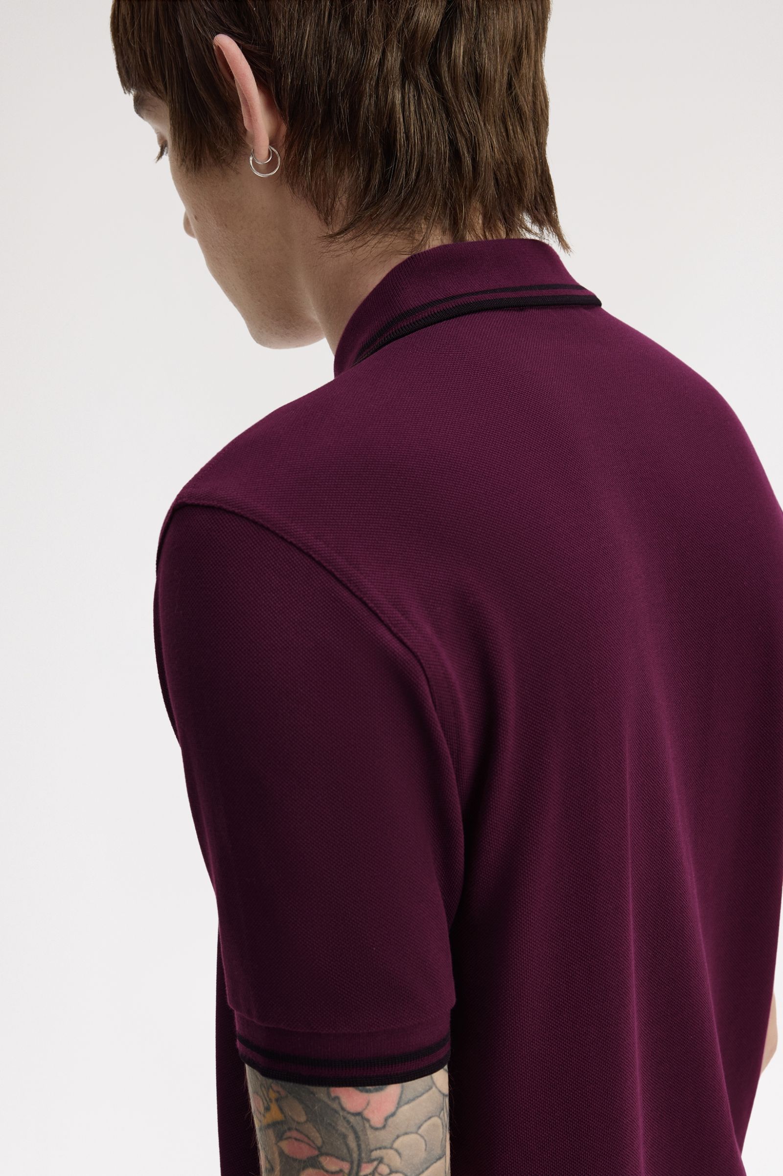 Fred Perry M3600 Twin Tipped Polo Shirt (Plum/Black)