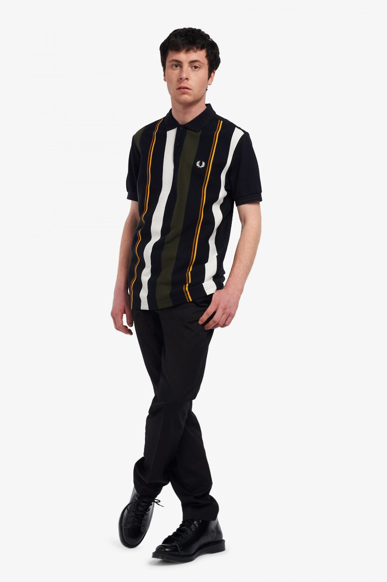 Fred Perry Knitted Stripe Polo Black