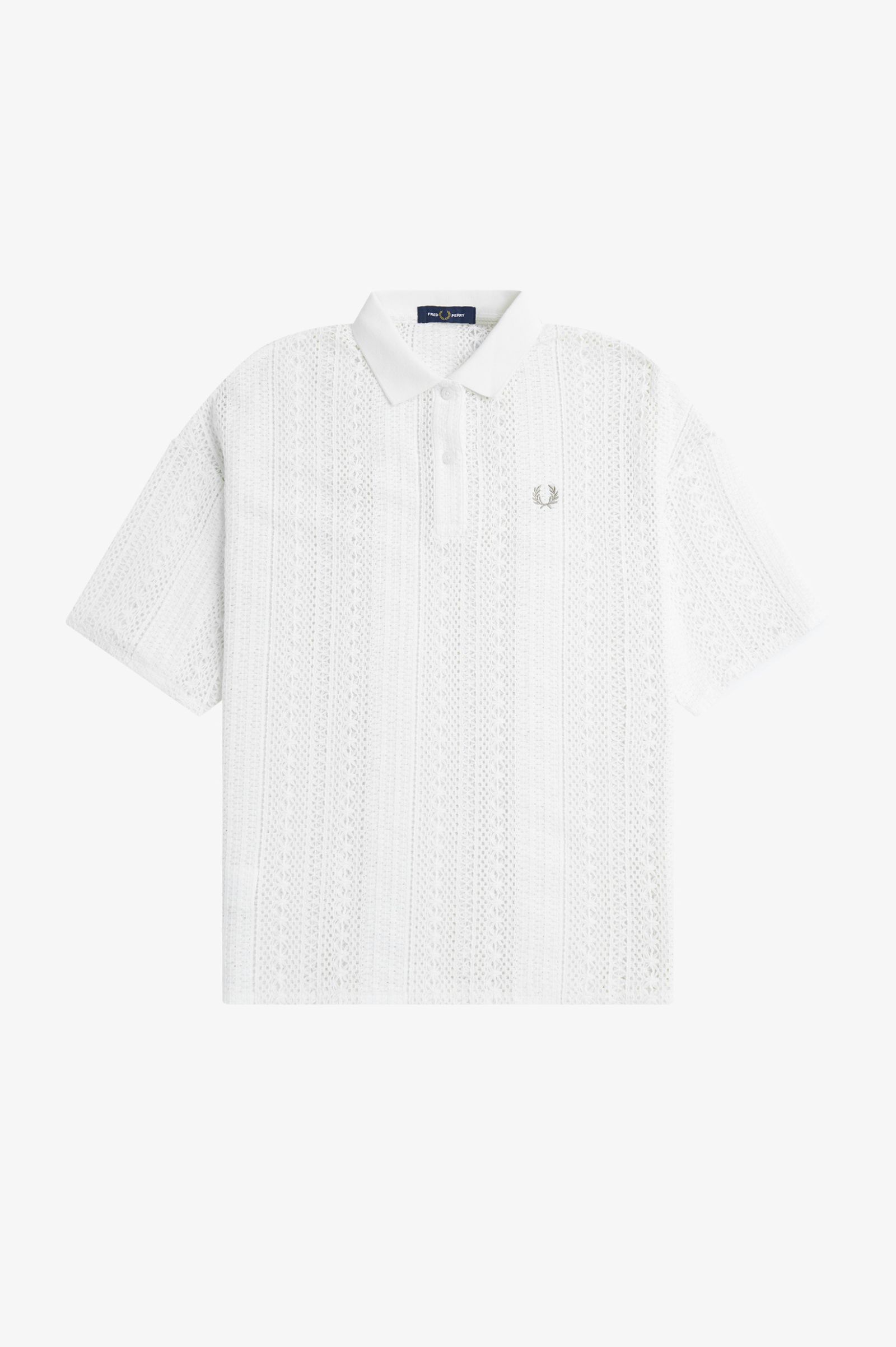 Fred Perry Lace Polo Shirt in Snow White 8 100 010 02482.1