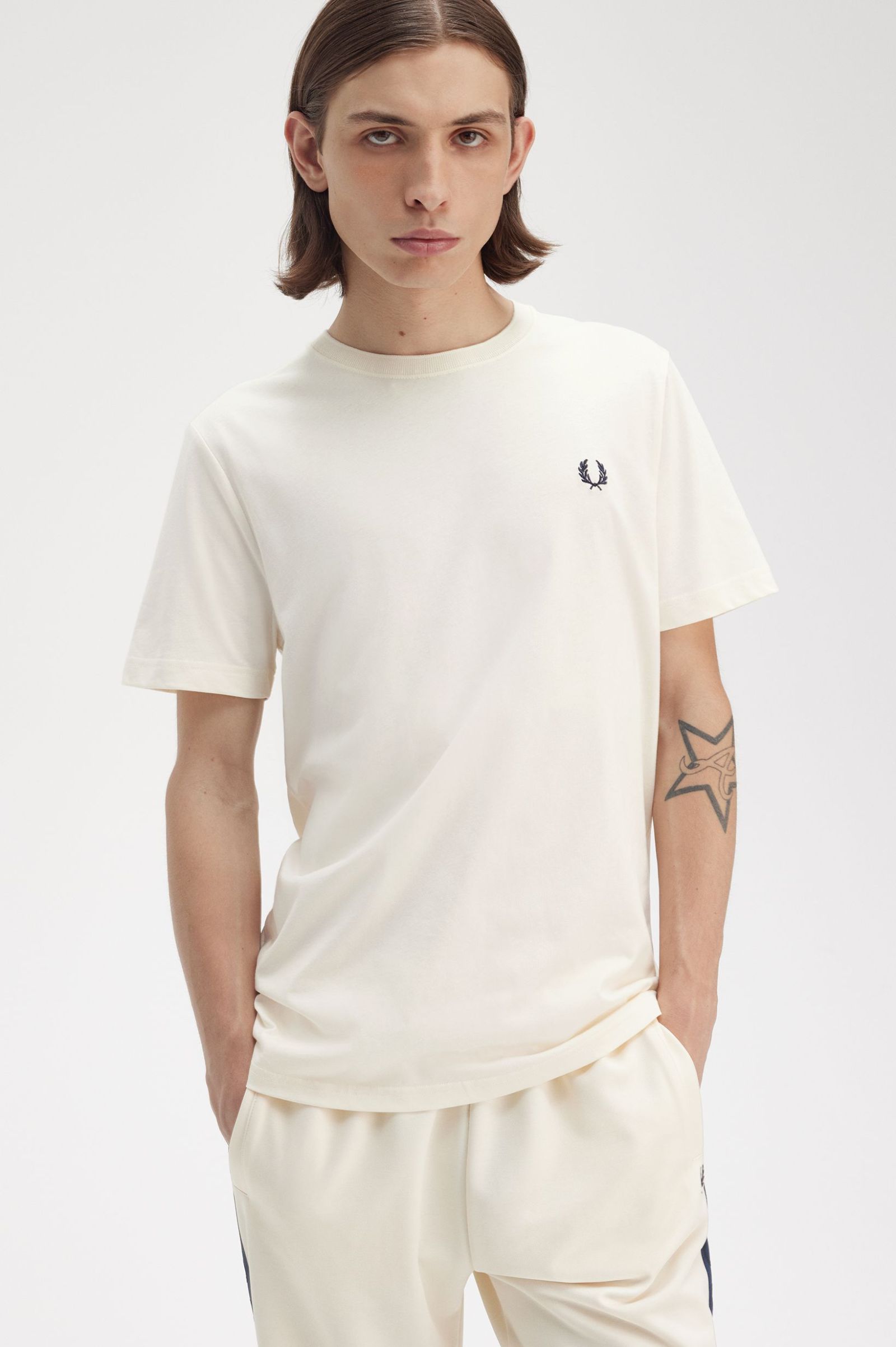 Fred Perry Crew Neck T-Shirt in Ecru
