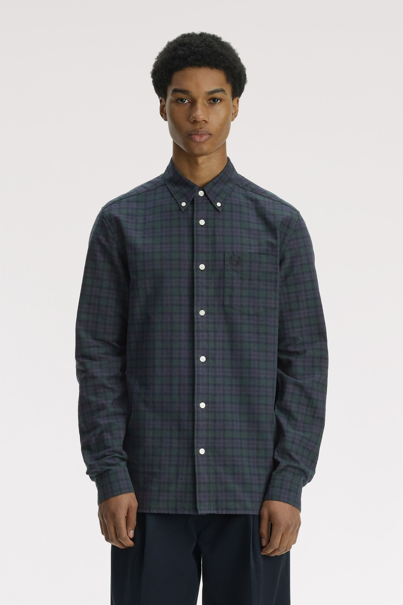 Fred Perry Blackwatch Tartan Oxford Shirt (Blackwatch Tartan)