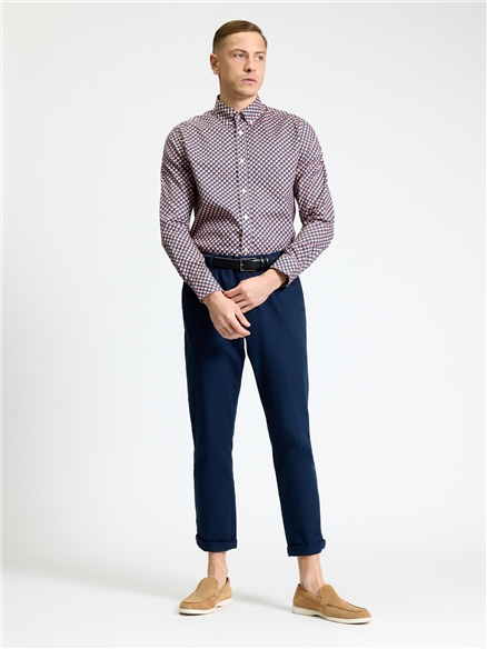 Ben Sherman Long Sleeve Split Geo Print Shirt (Rose)