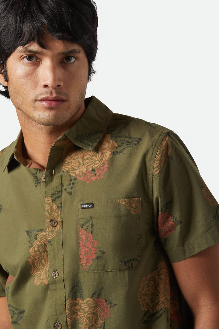Brixton Charter Print S/S WVN Shirt in Ivy Green/Panterly Floral 