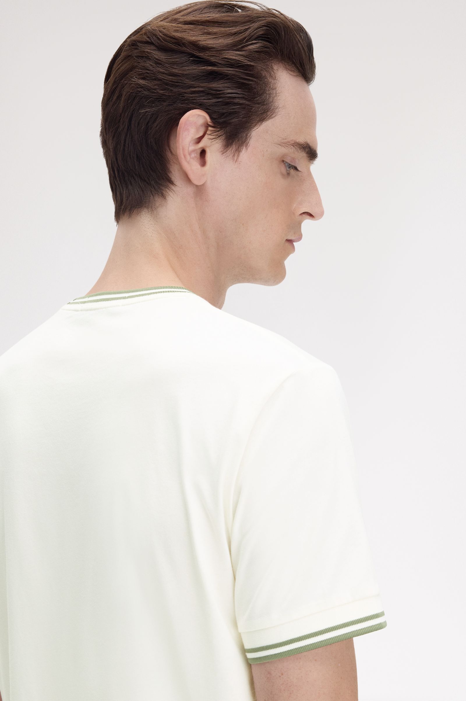 Fred Perry Twin Tipped T-Shirt in Light Ecru/Olive Mint 