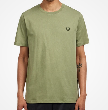 Fred Perry Crew Neck T-Shirt in Olive Mint 