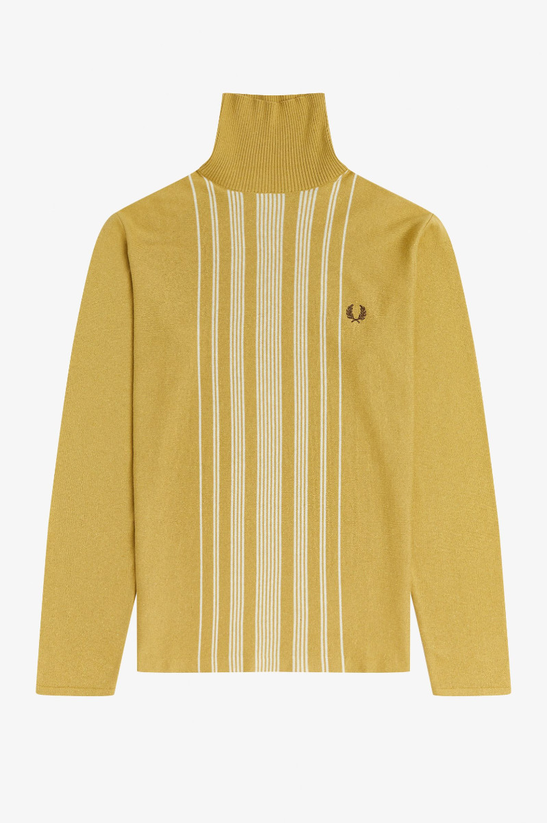 Fred Perry Pullover Rollkragen Stripe Knitted Gold K1807-L