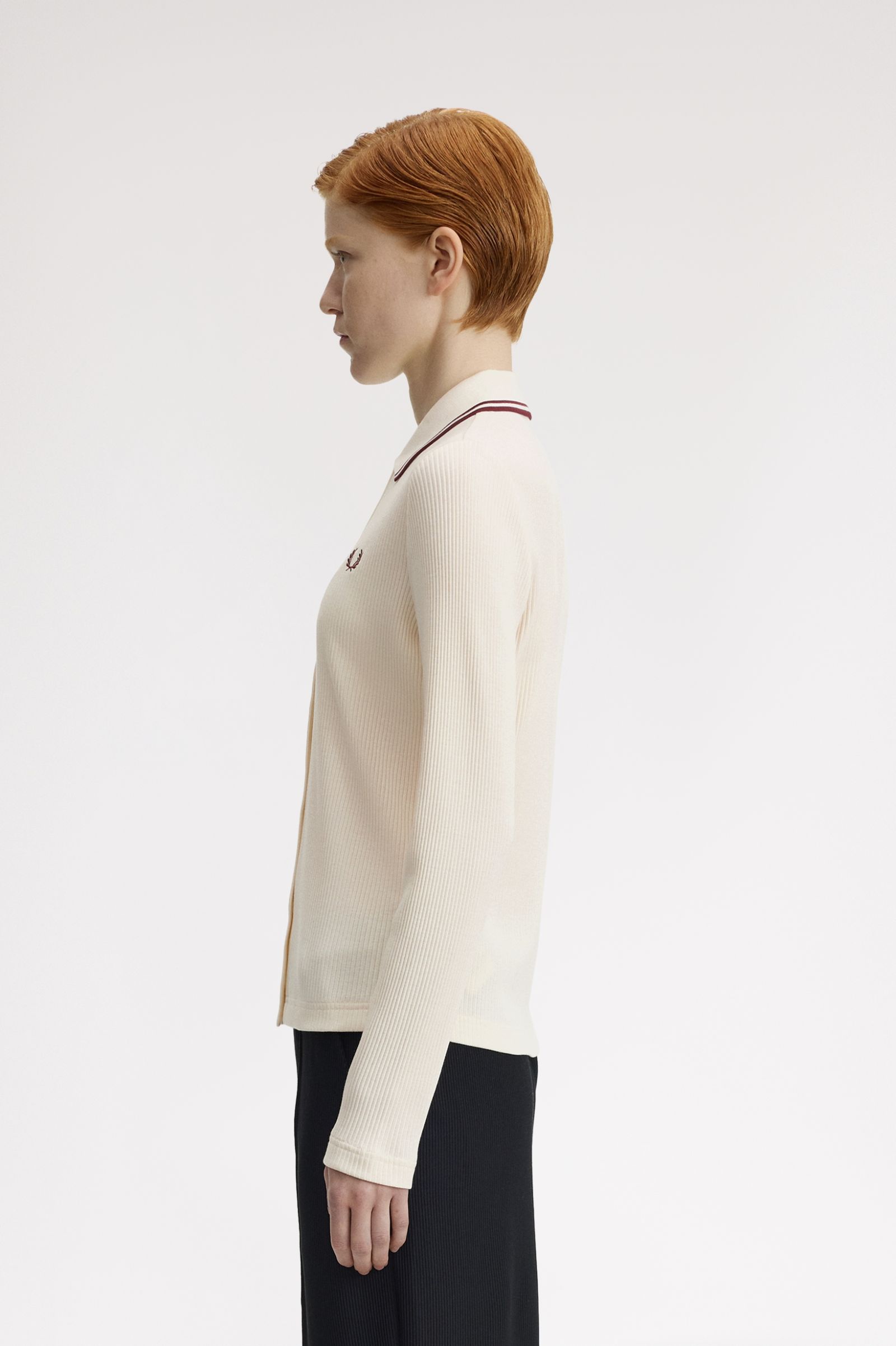 Fred Perry Button Through Rib Polo Shirt (Ecru)