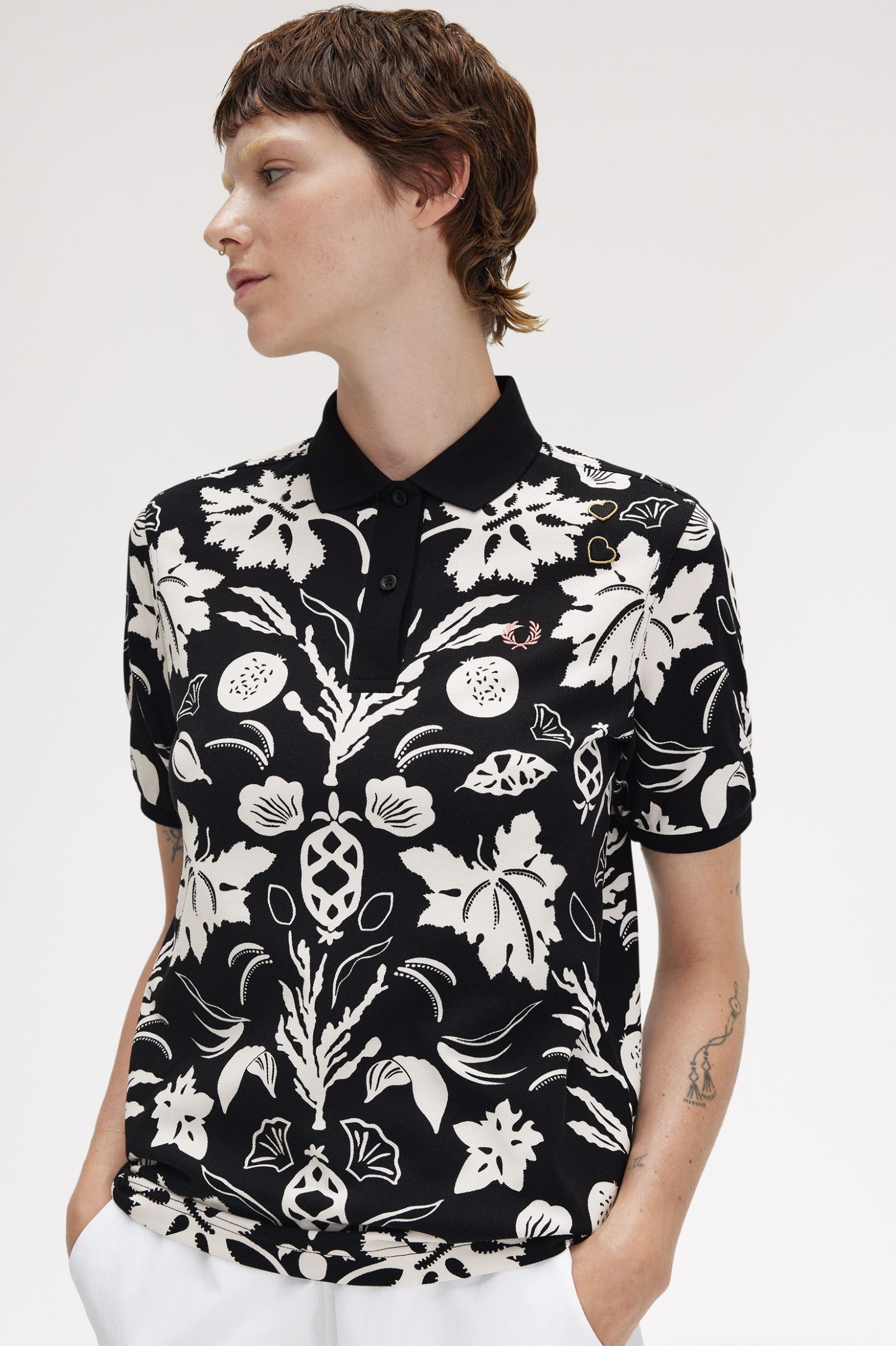 Fred Perry Amy Winehouse Printed Shirt in Black 