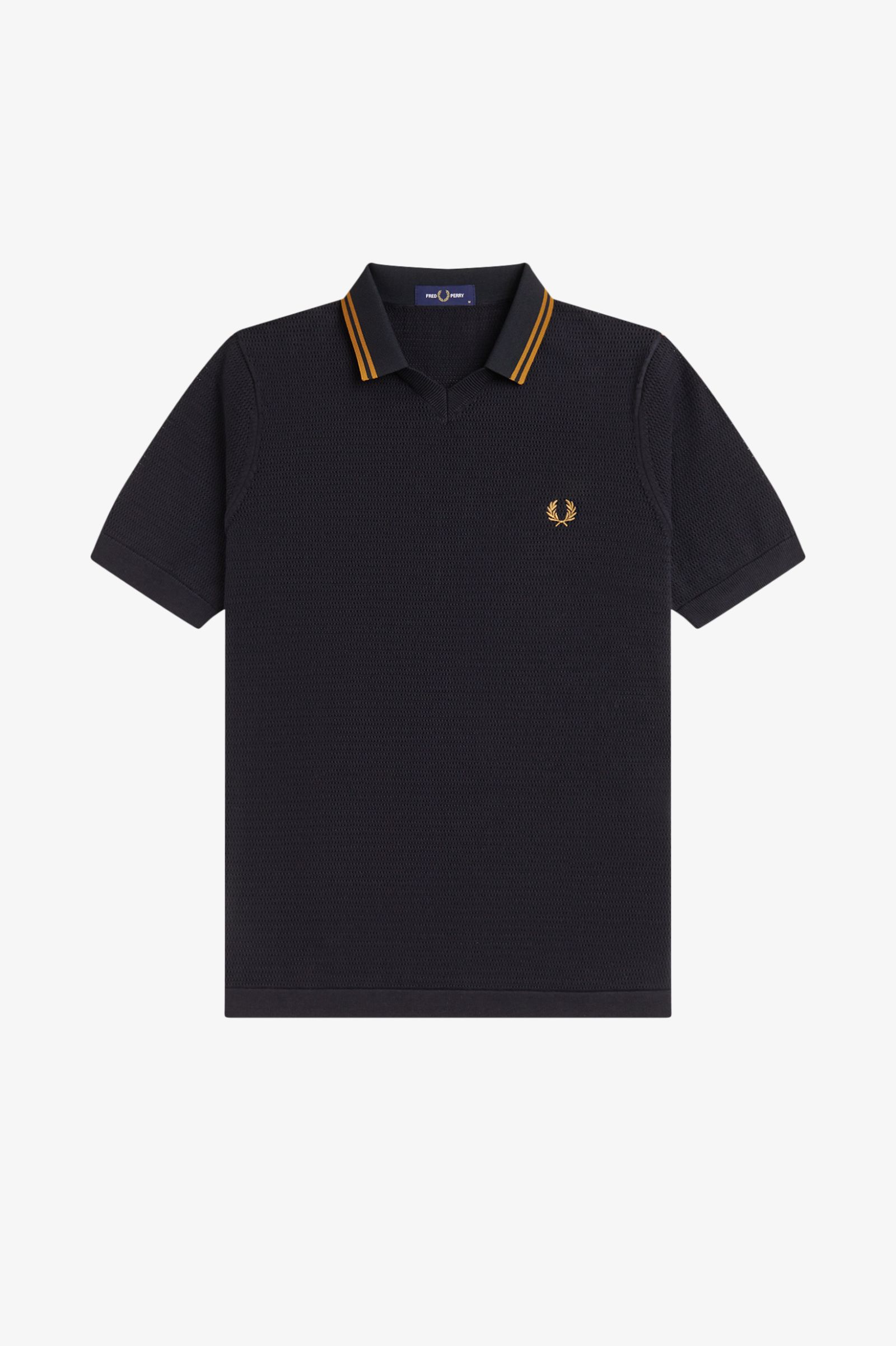 Fred Perry Pointelle Knitted Shirt (Black)