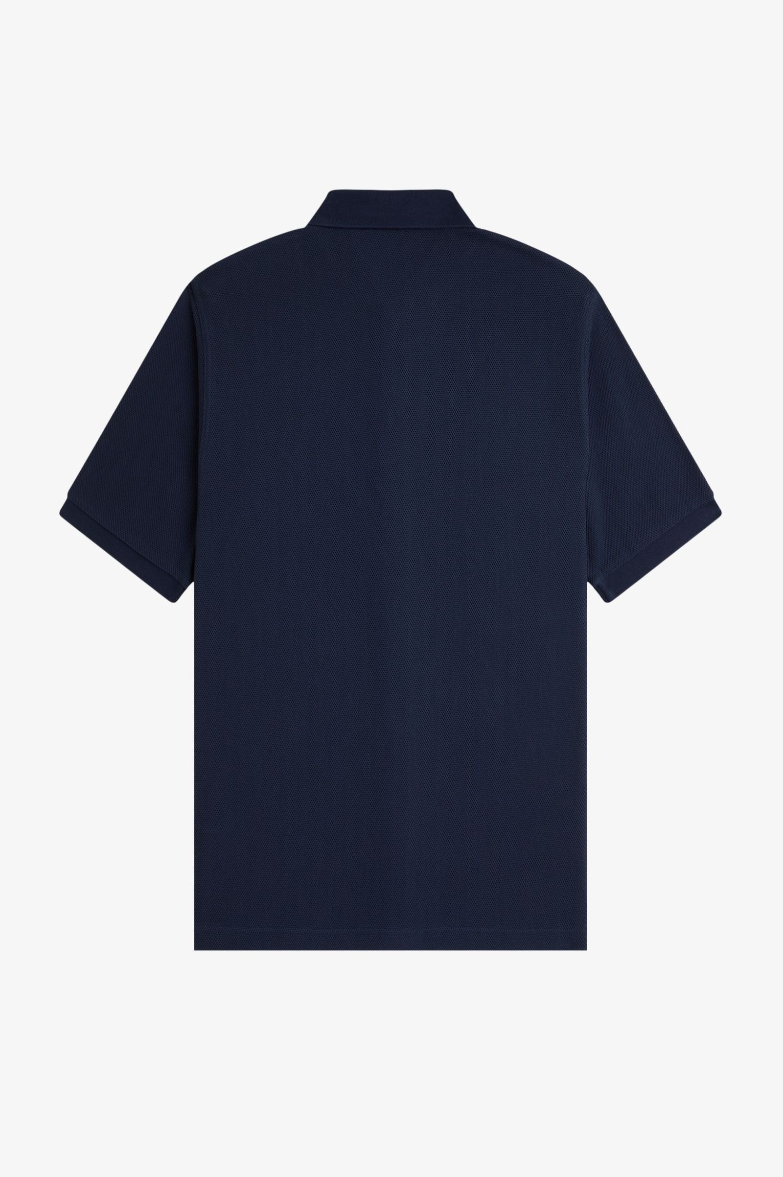 Fred Perry Panelled Button through Polo Shirt (Dark Airforce)