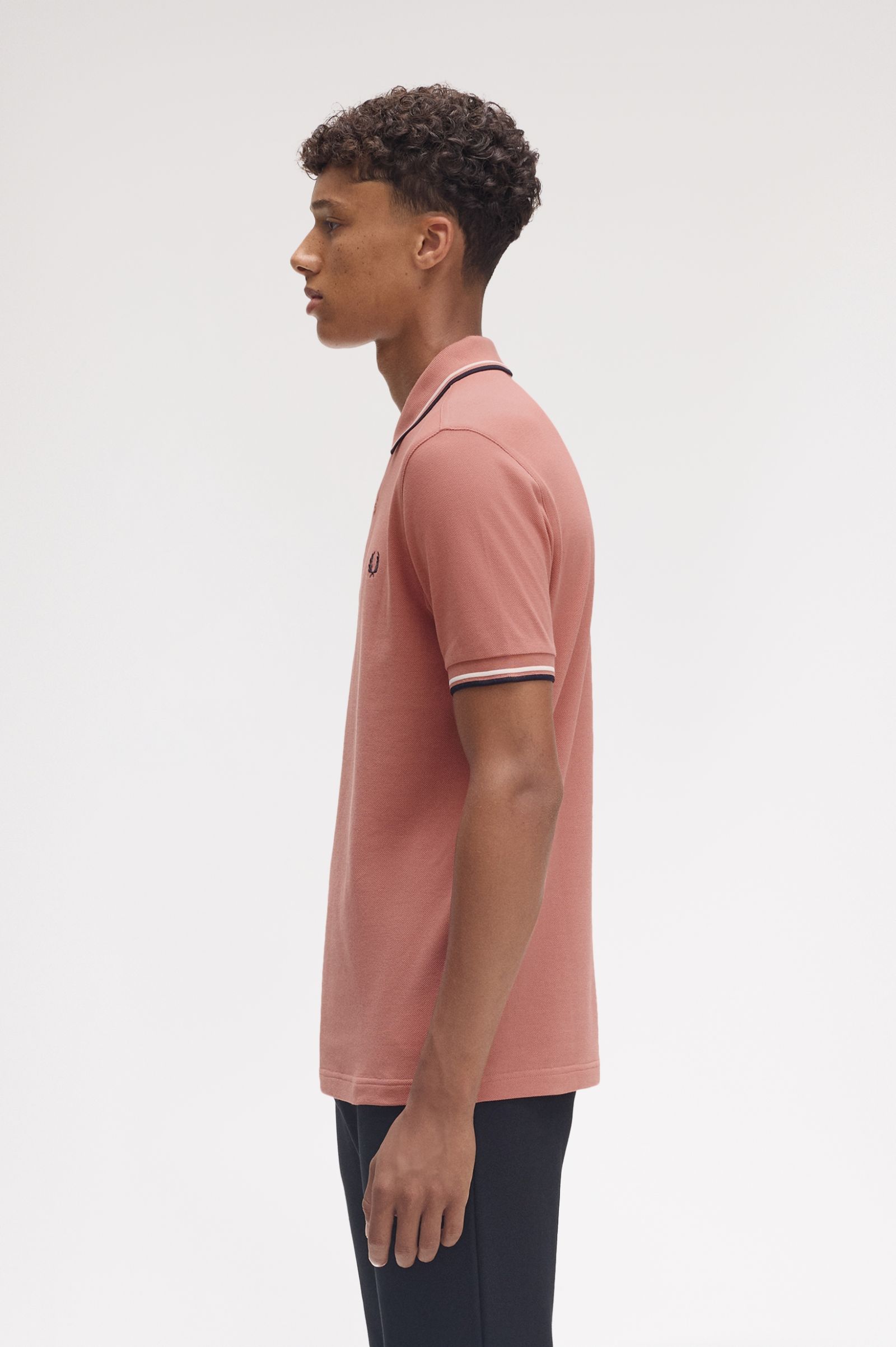 Fred Perry Twin Tipped M3600 Shirt in Putty Pink/Ecru/Navy