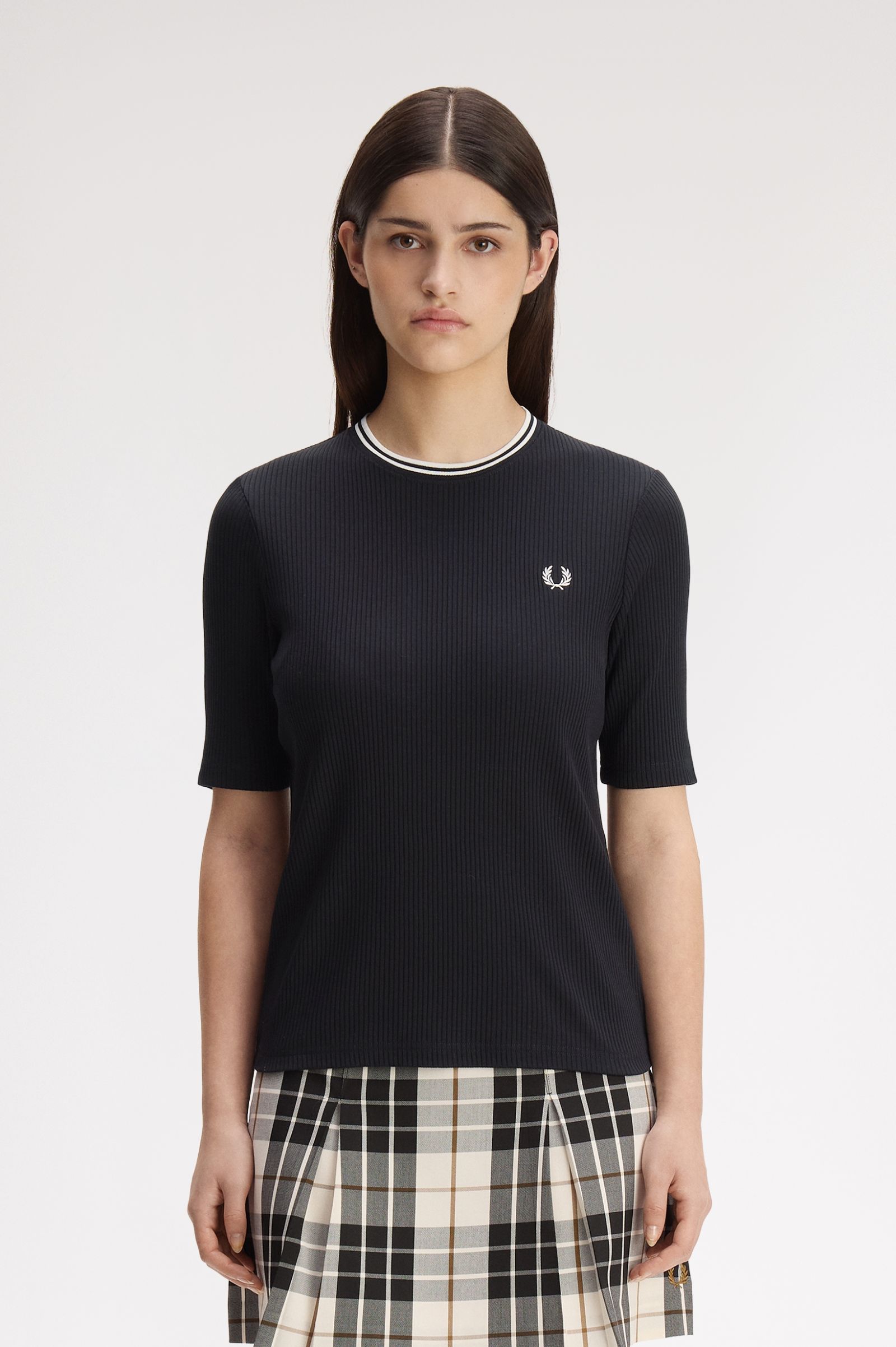 Fred Perry Twin Tipped Ribbed T-Shirt (Black)