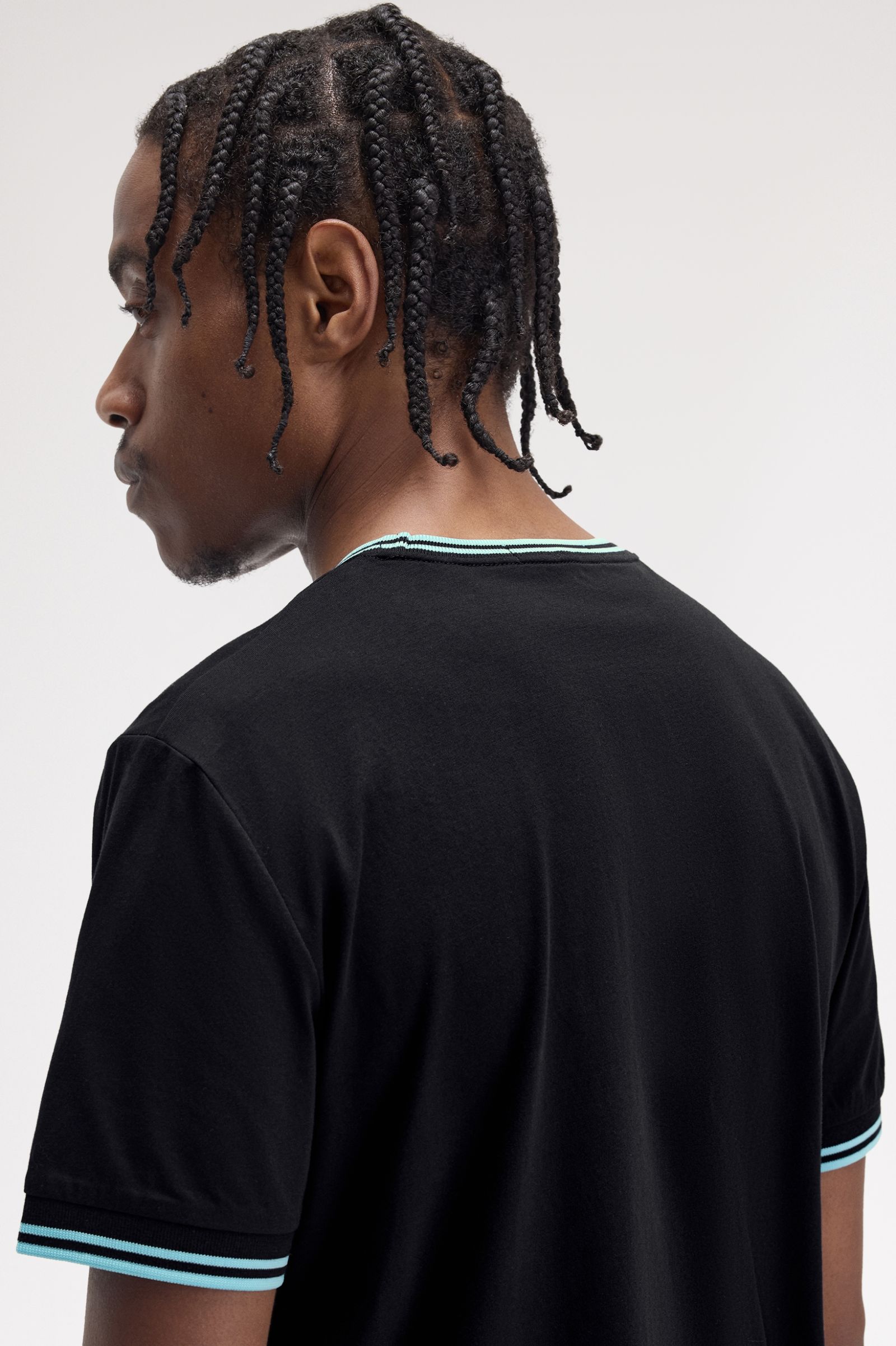 Fred Perry Twin Tipped T-Shirt in Navy/Mint Blue 