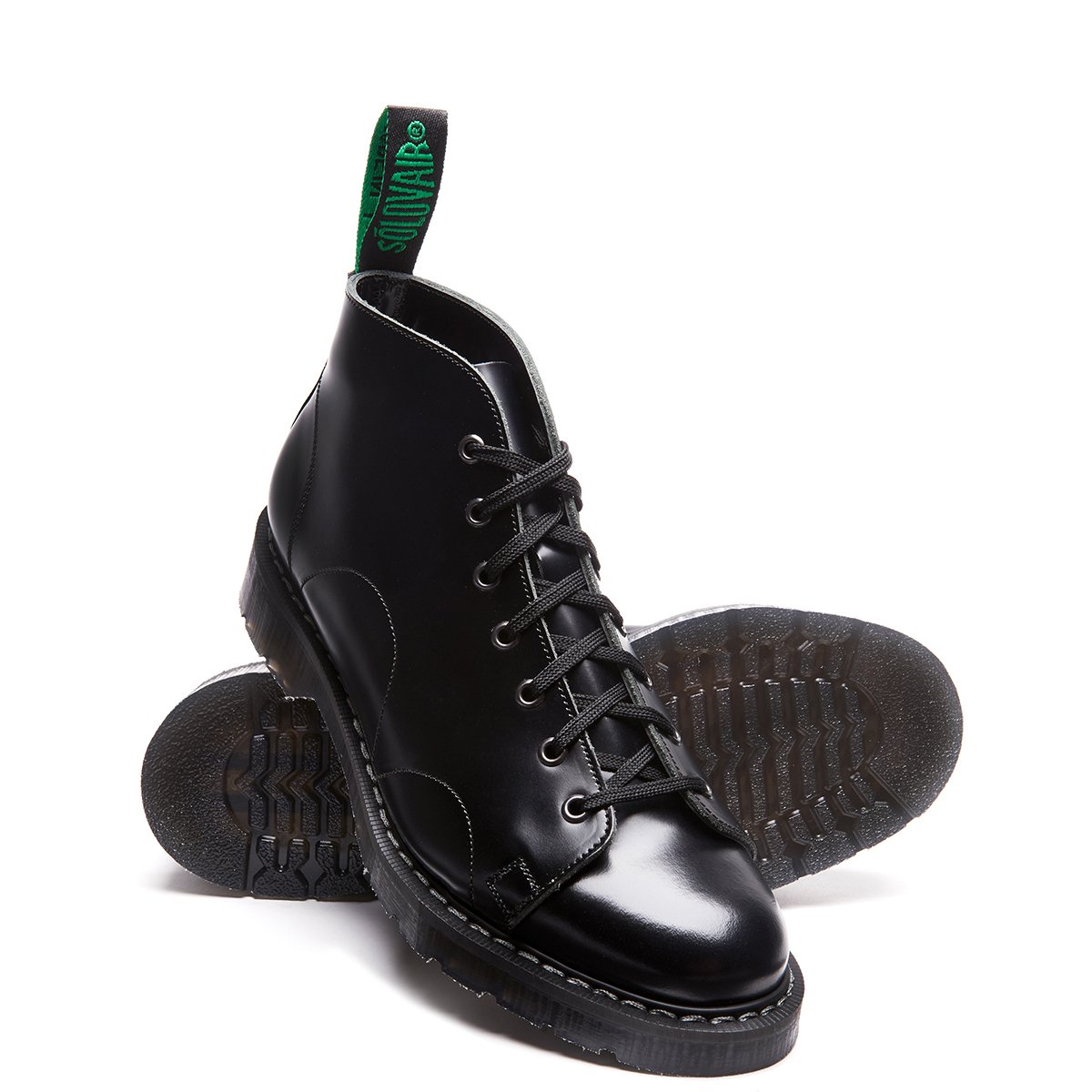 Solovair 7-Eye Monkey Boot Black Hi-Shine-UK 5 / EU 38