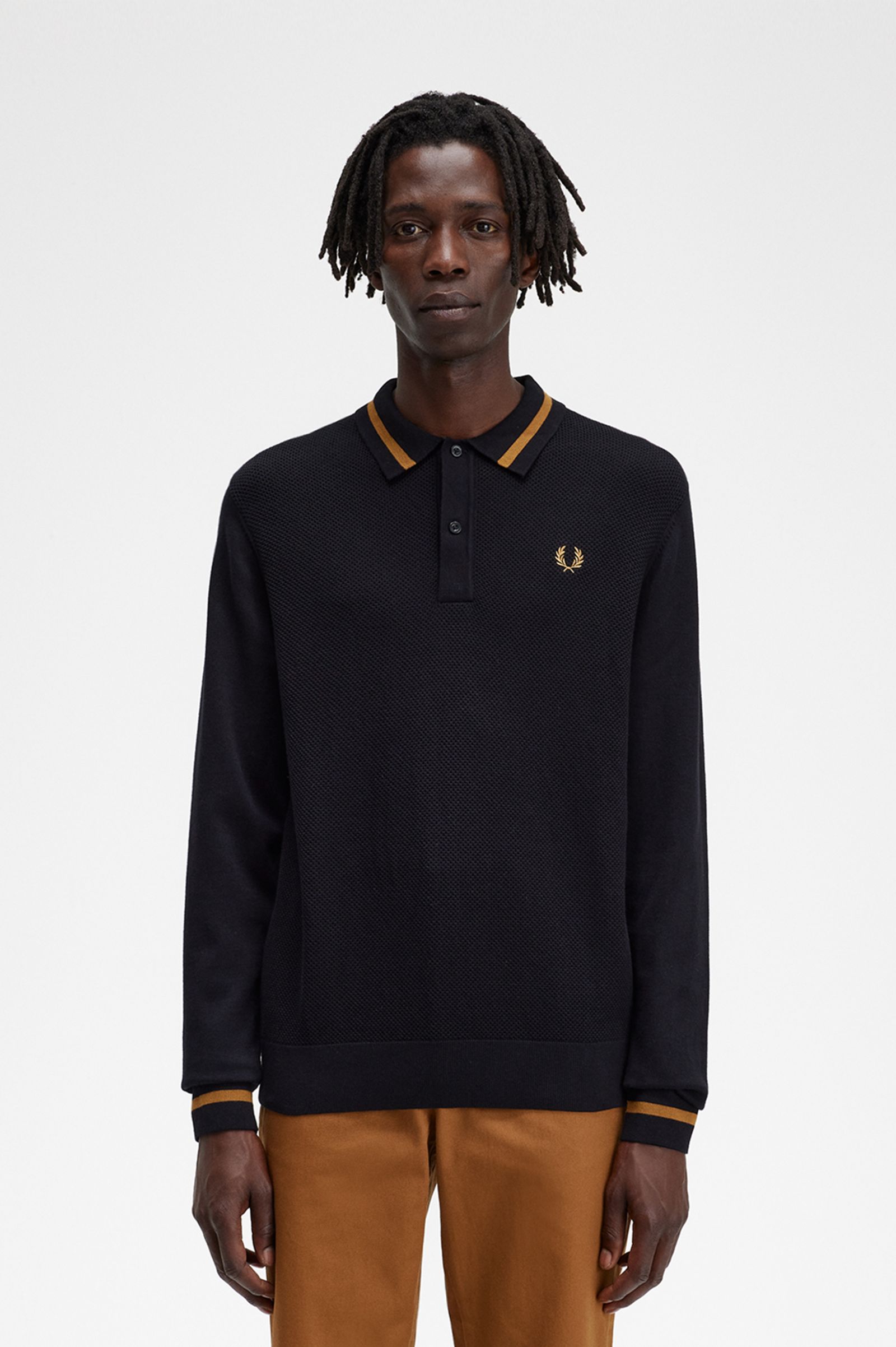 Fred Perry - Strickhemd mit strukturierter Vorderseite K5529   